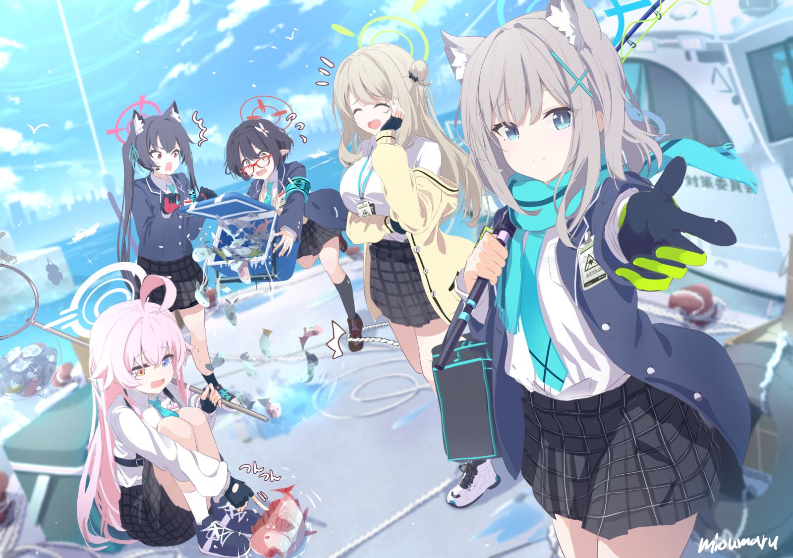 【布鲁阿卡】对策委员会×捕鱼插画图片壁纸
