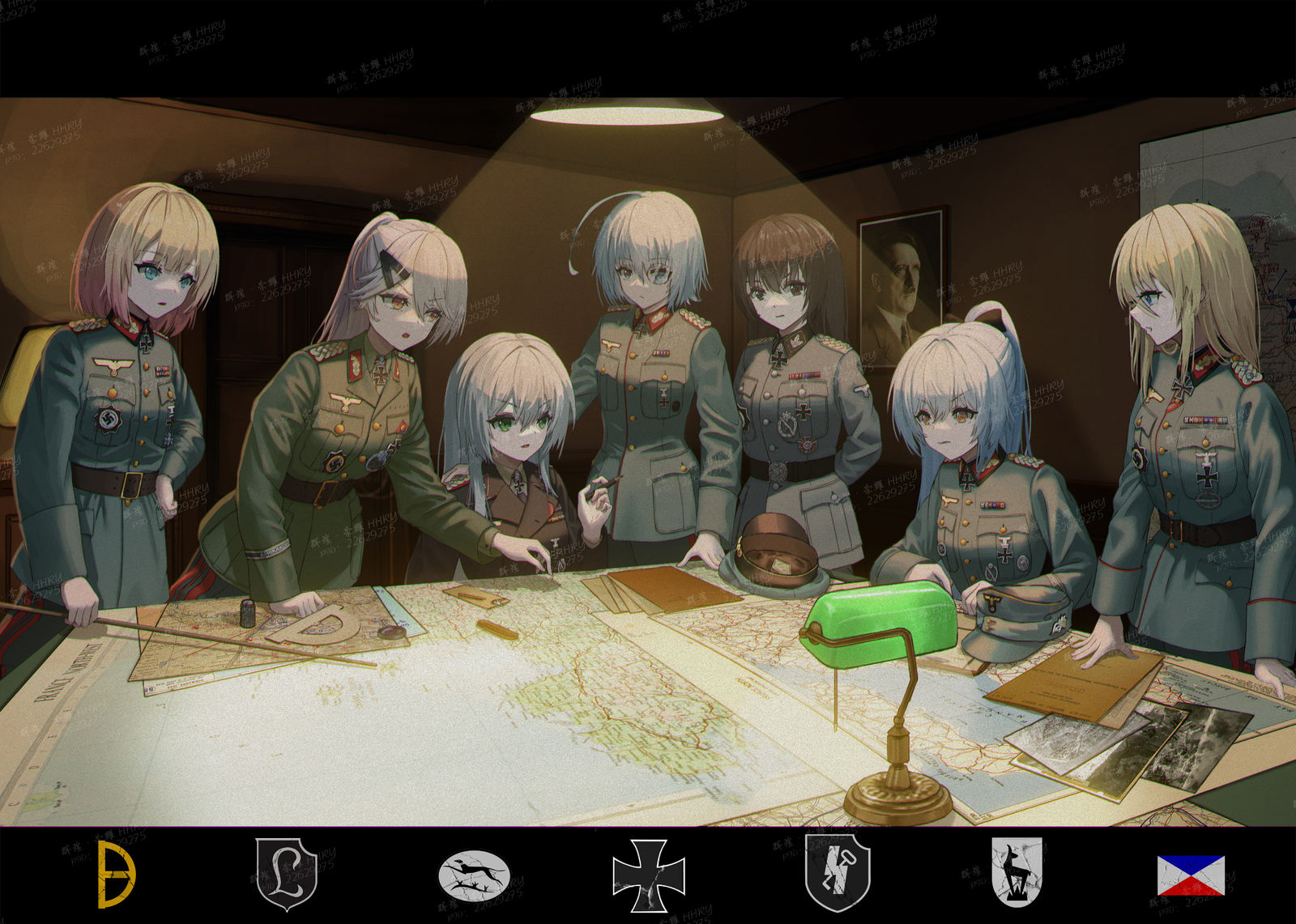 German generals in meeting room插画图片壁纸