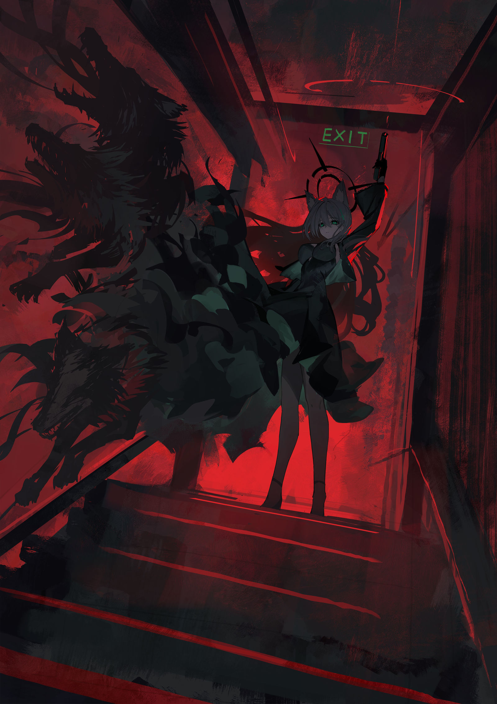 走失的狼插画图片壁纸