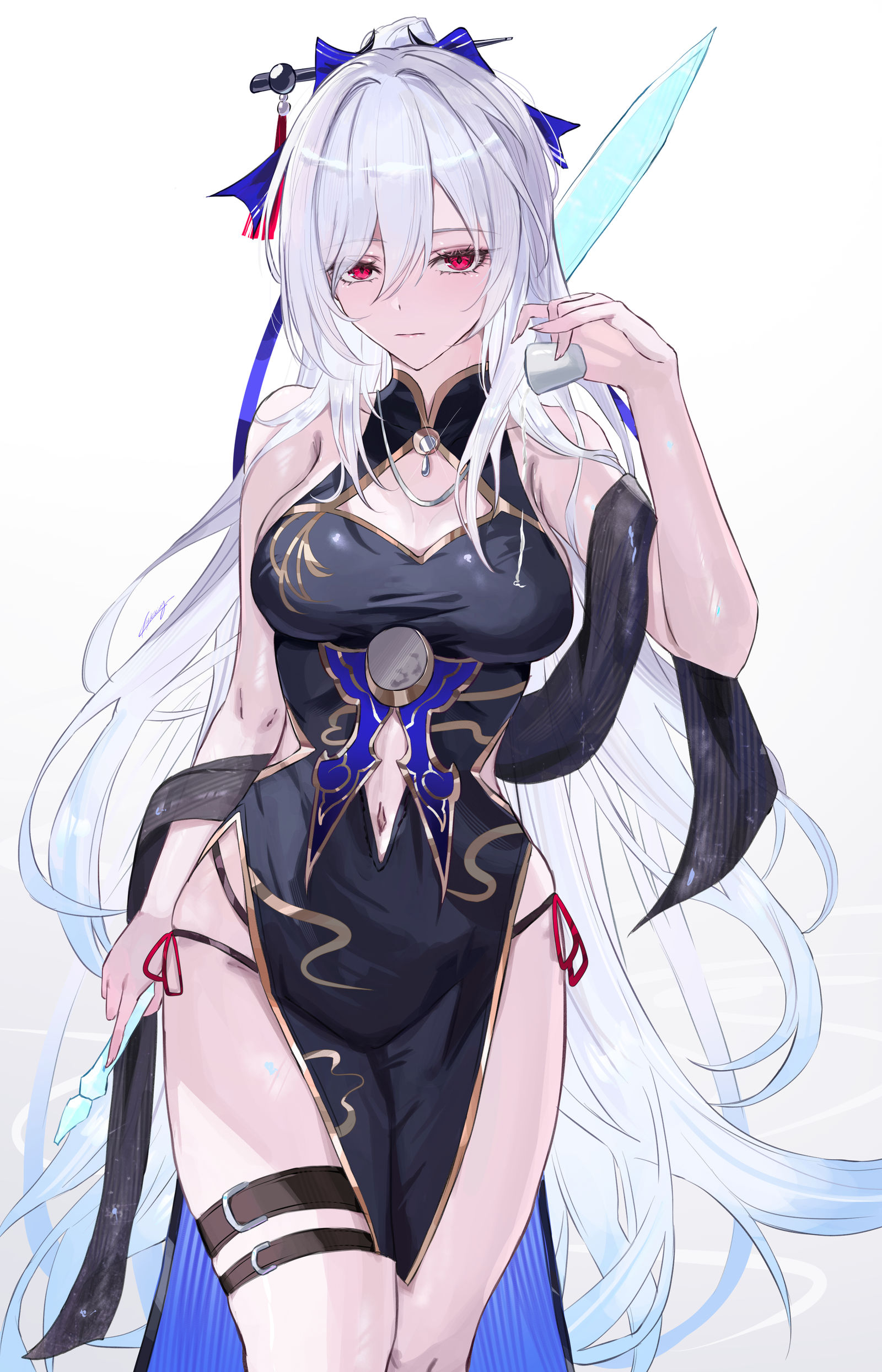 旗袍鏡流插画图片壁纸