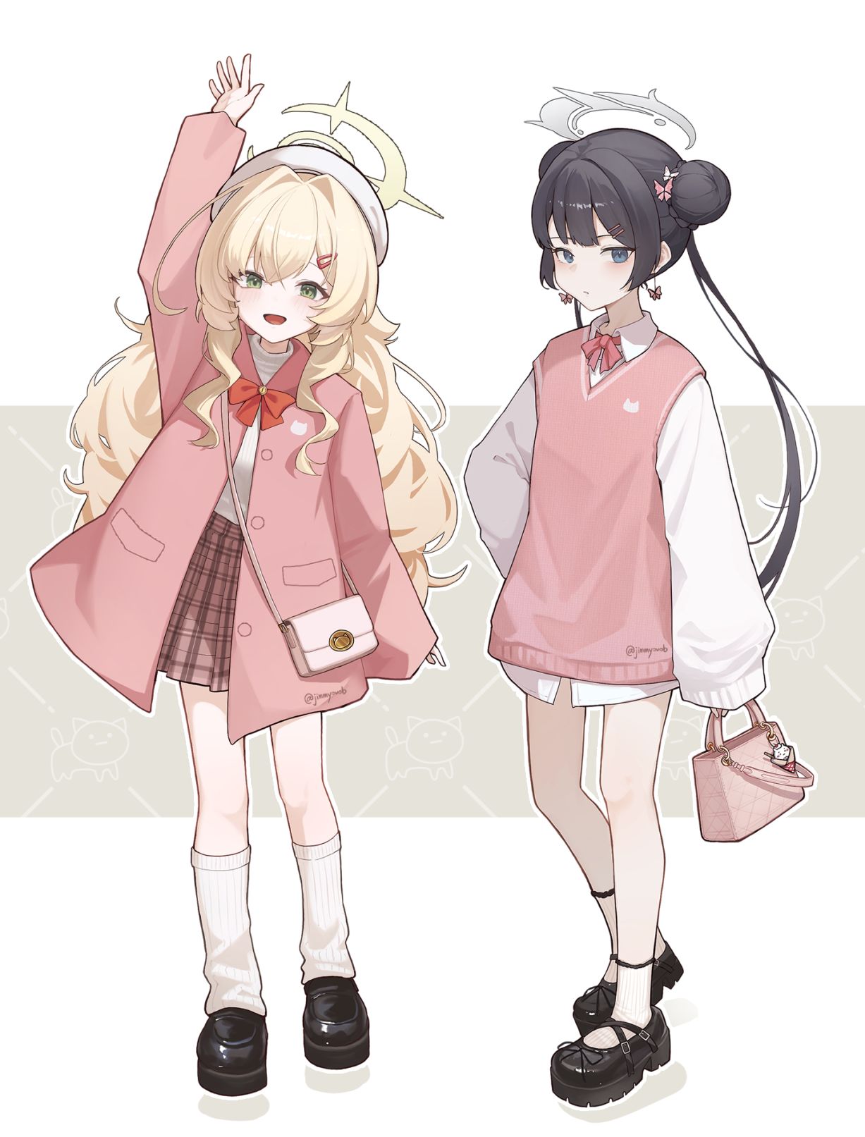 桃色系插画图片壁纸