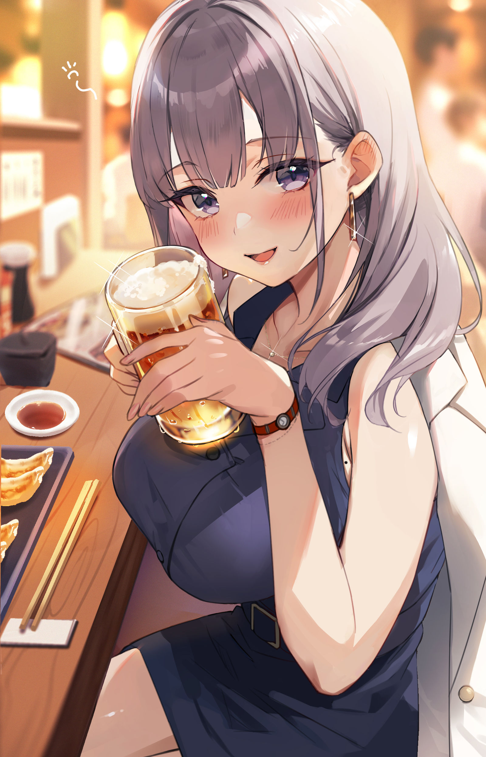 “和你一起喝的酒，真好吃啊……”插画图片壁纸
