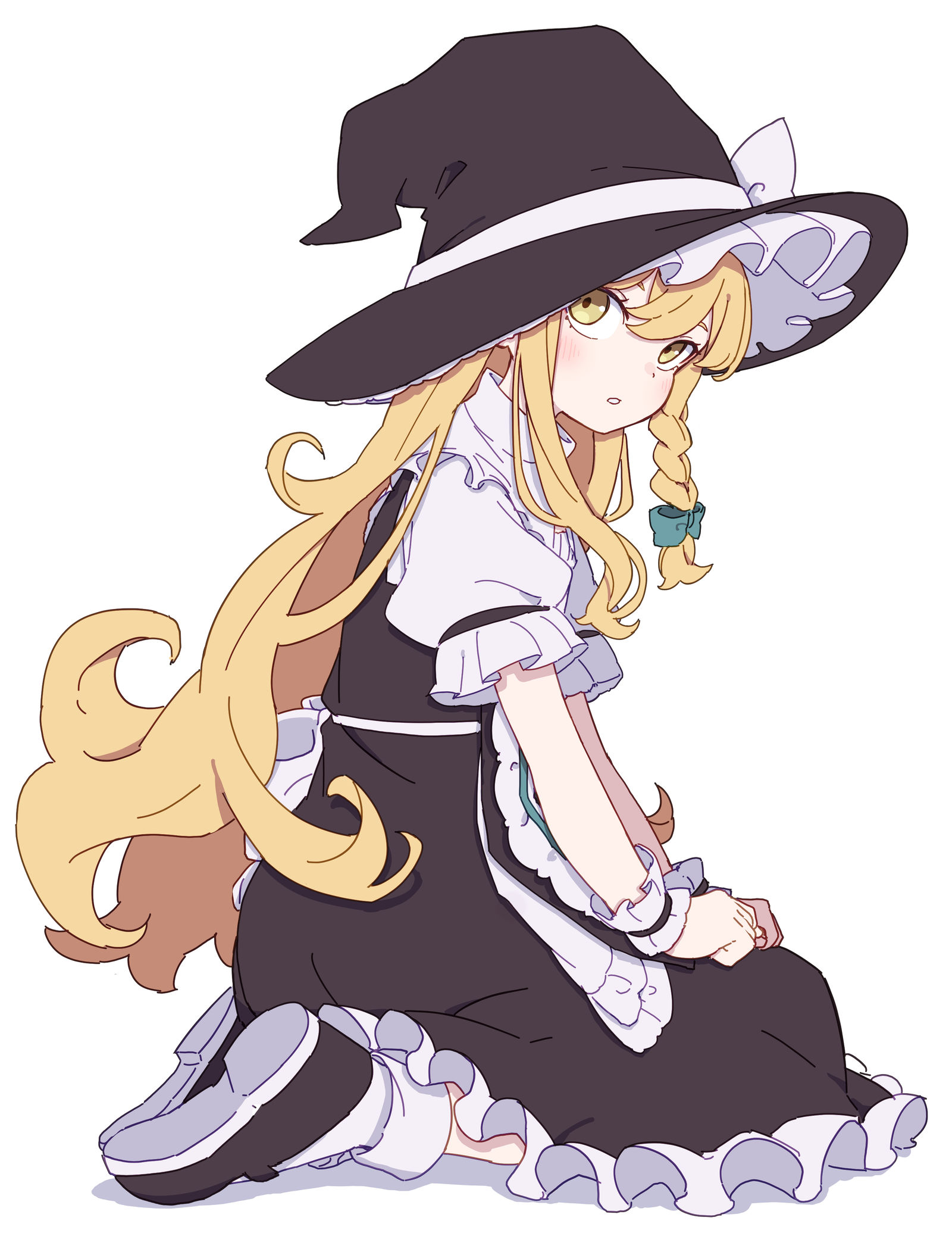 坐着的魔理沙插画图片壁纸