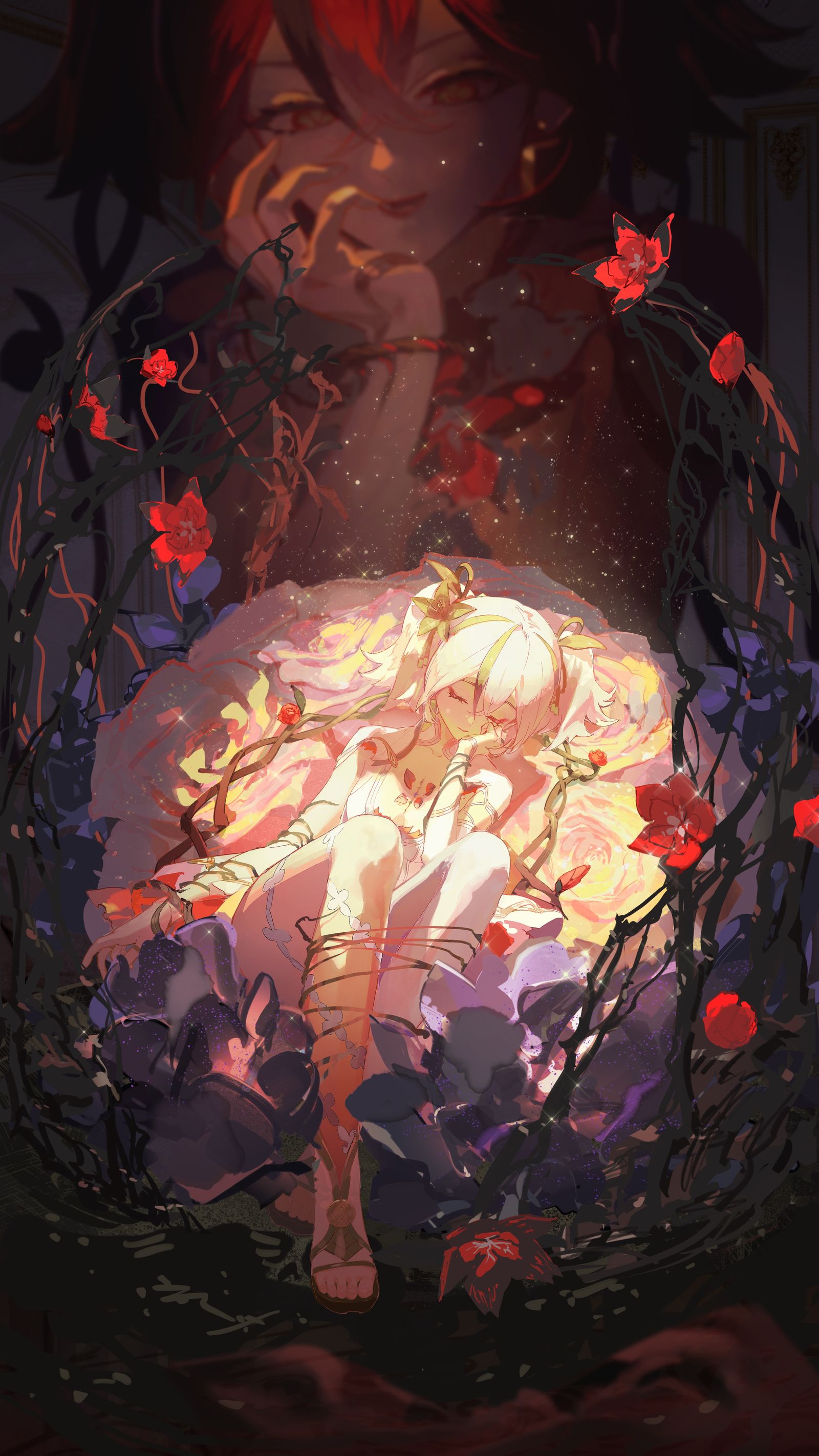 红椿花笼插画图片壁纸