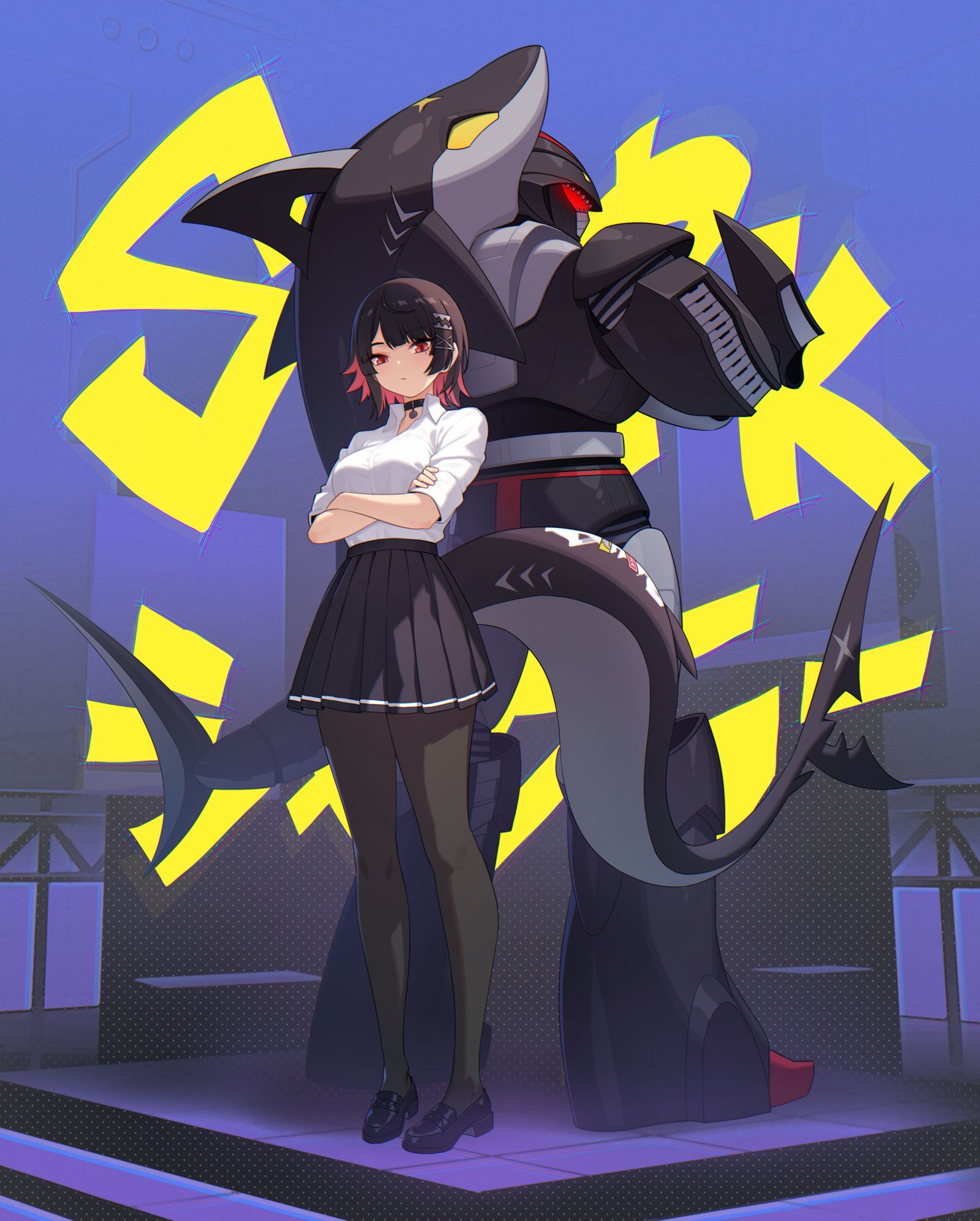 艾莲x鲨鱼辣椒插画图片壁纸