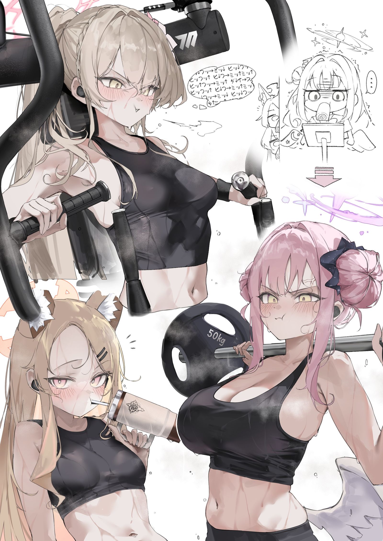 肌肉锻炼派对插画图片壁纸