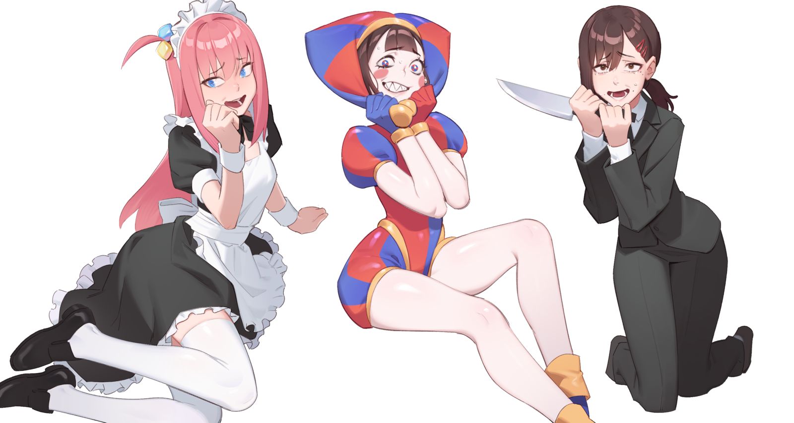 Pomni x Kobeni x Bocchi插画图片壁纸