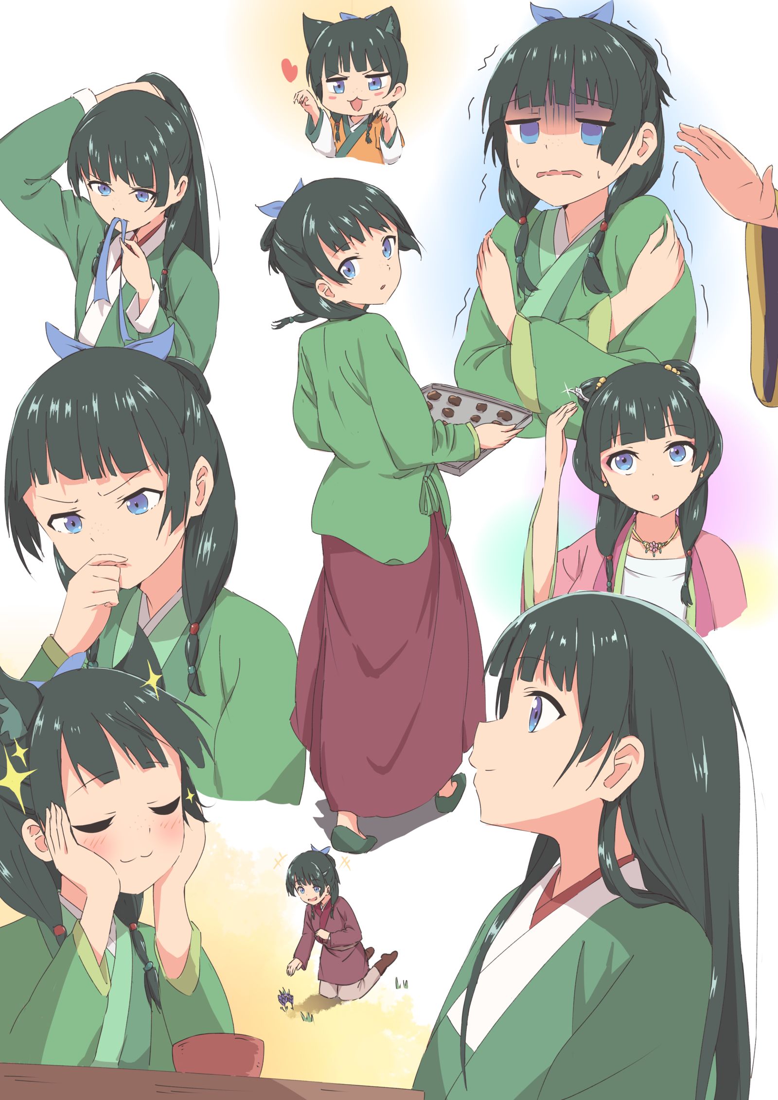 猫猫的喜怒哀乐插画图片壁纸