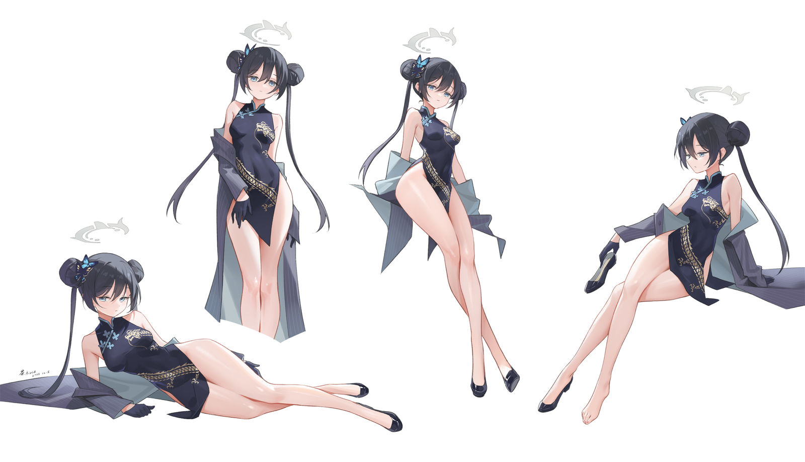 画了四只妃咲插画图片壁纸