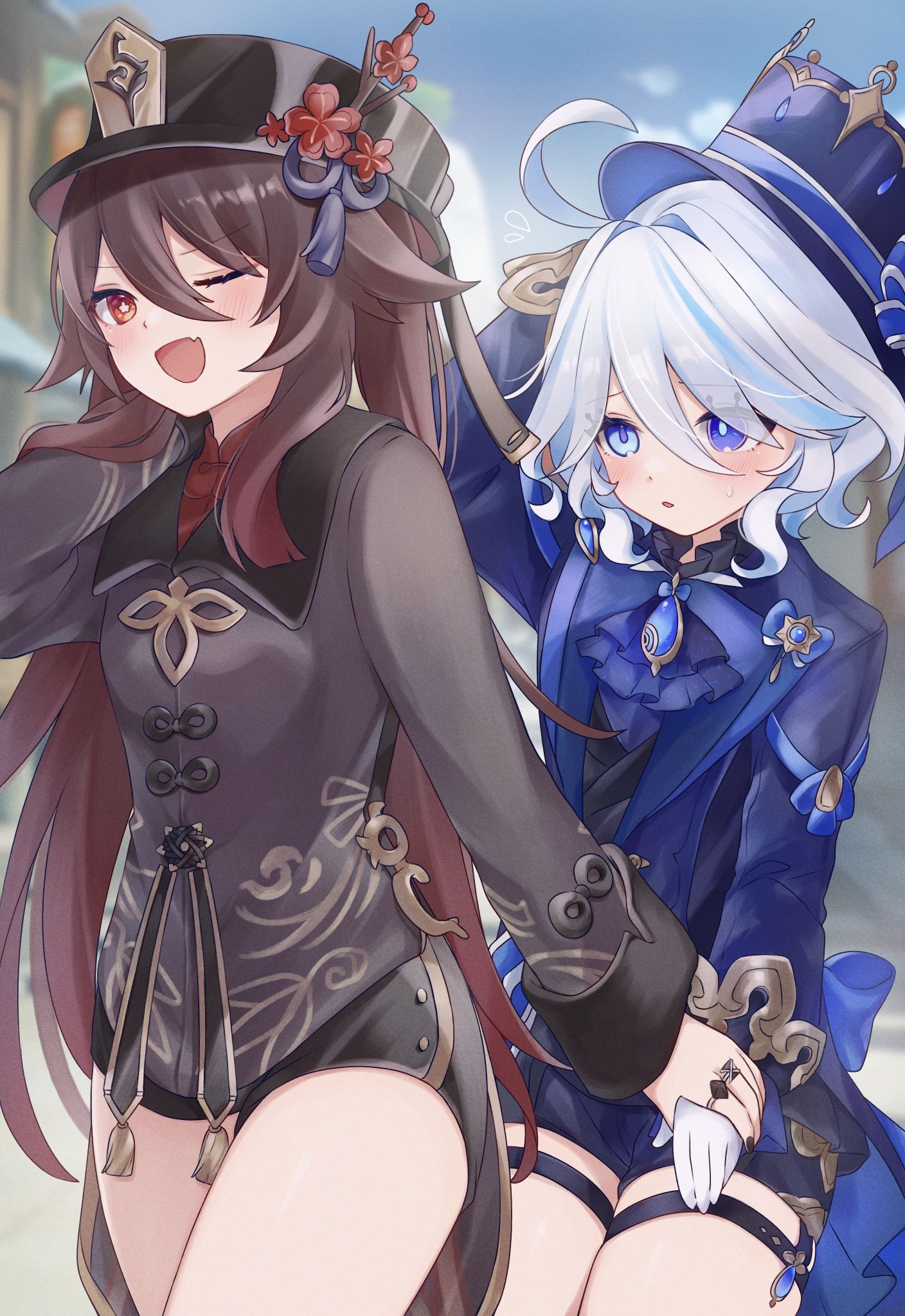 胡桃和弗里娜插画图片壁纸