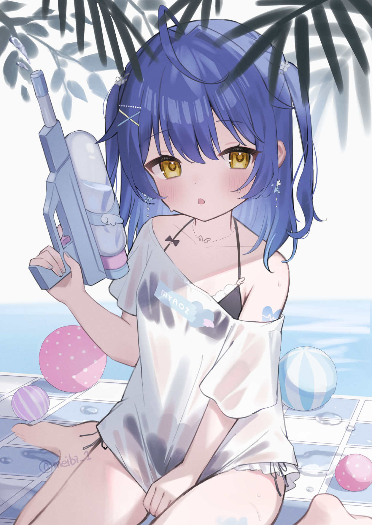 被淋湿了…插画图片壁纸