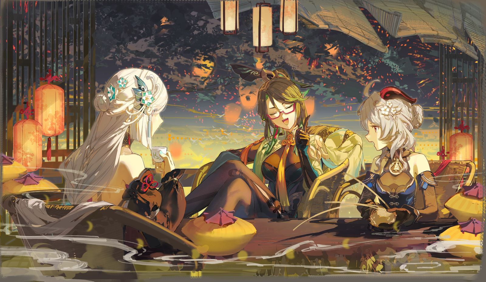 海灯节插画图片壁纸