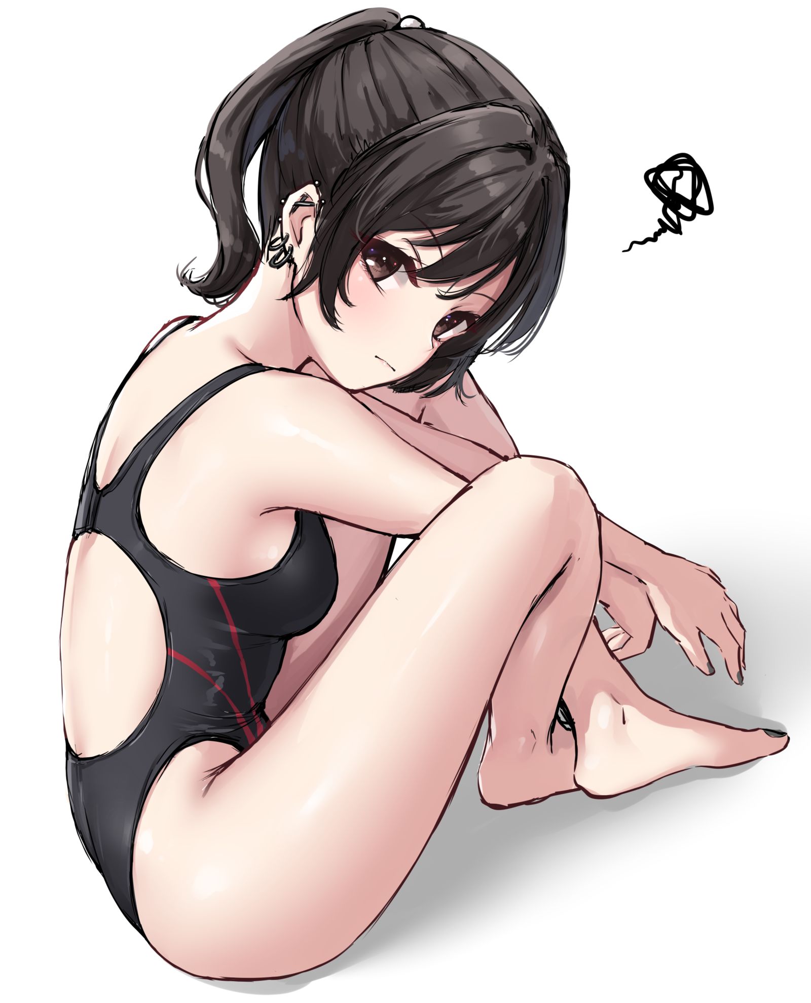 不高兴的竞水女孩