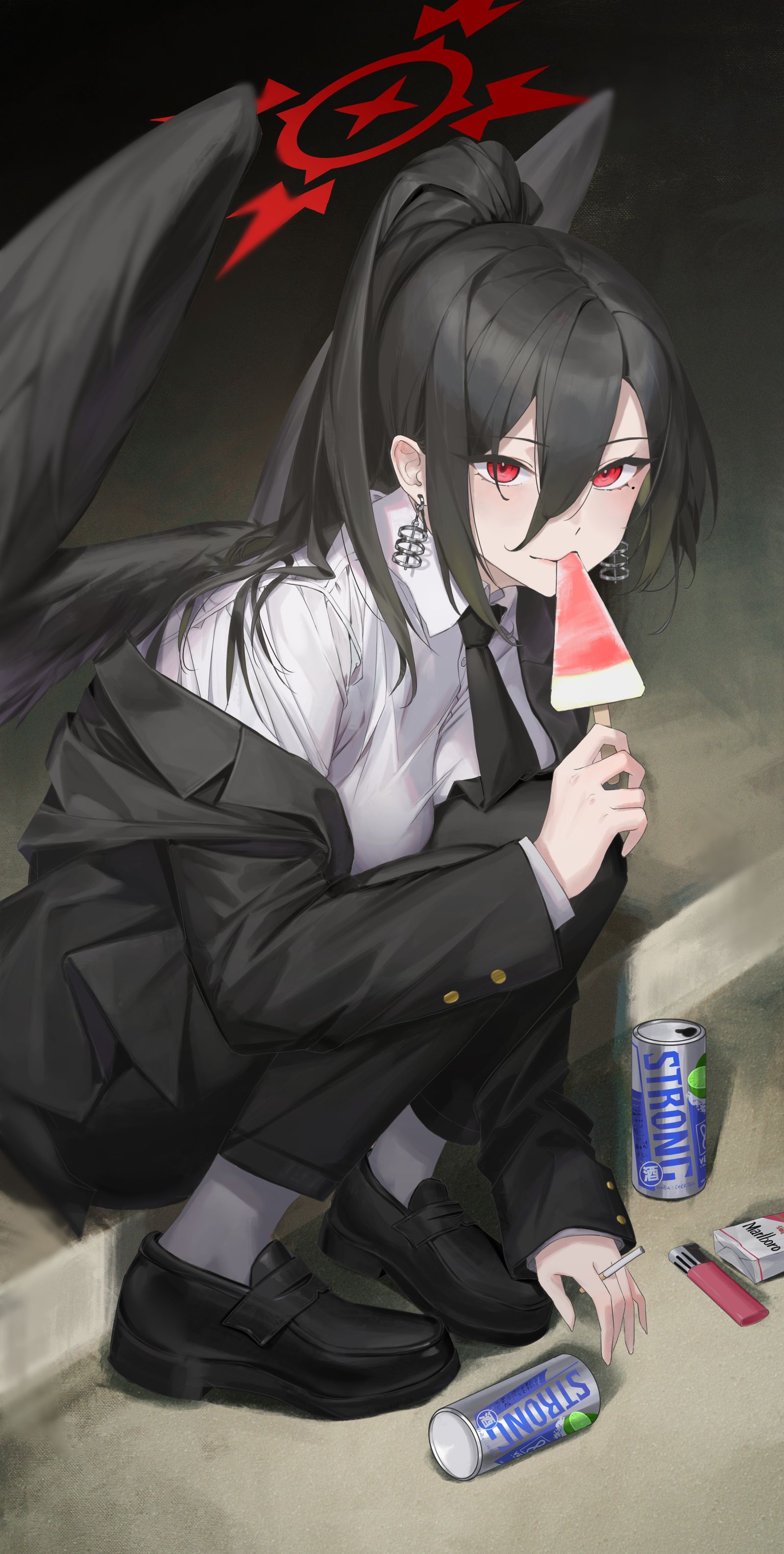 羽川荷叶插画图片壁纸
