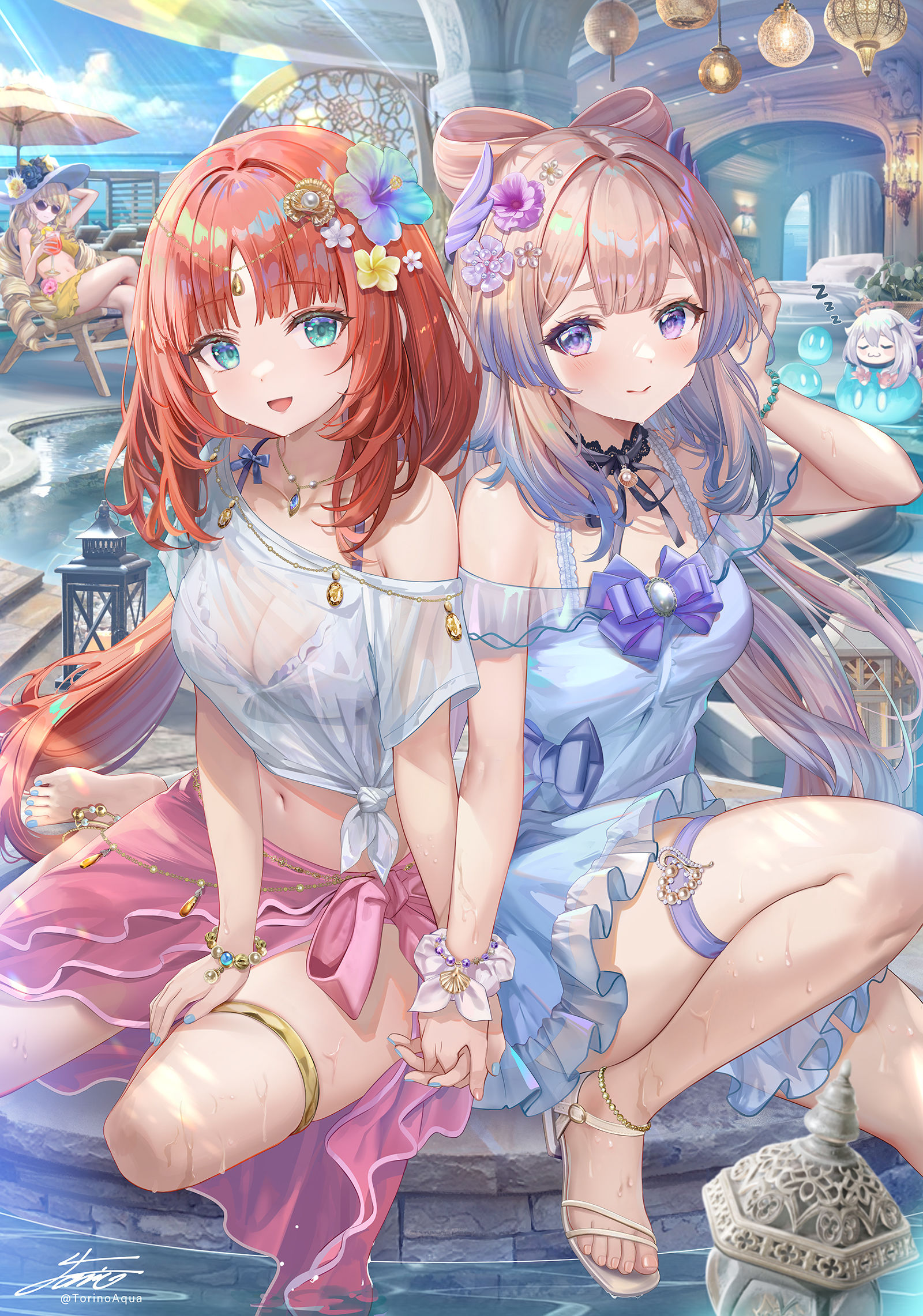 滴水元素组合插画图片壁纸