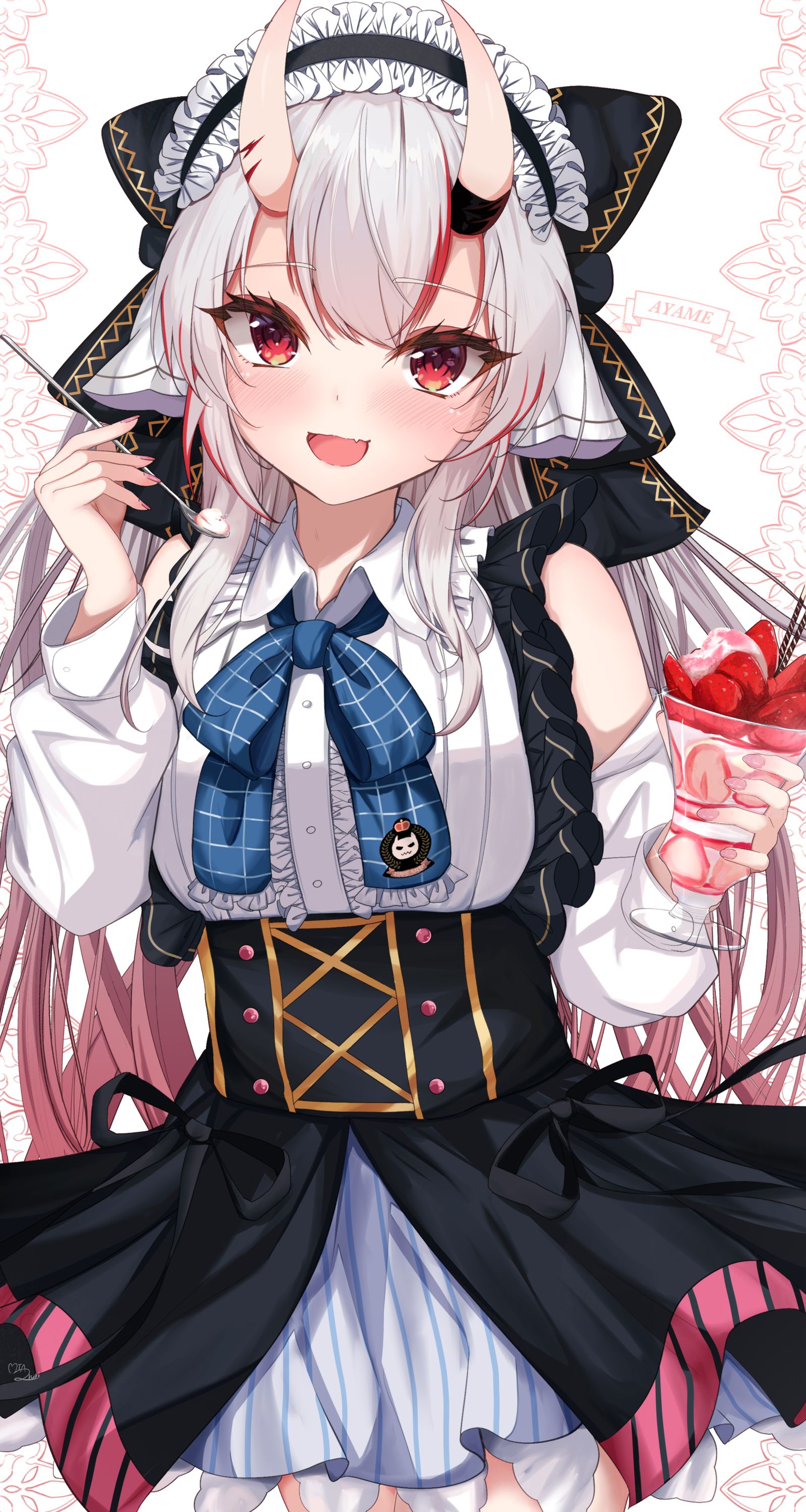 女儿和草莓芭菲插画图片壁纸