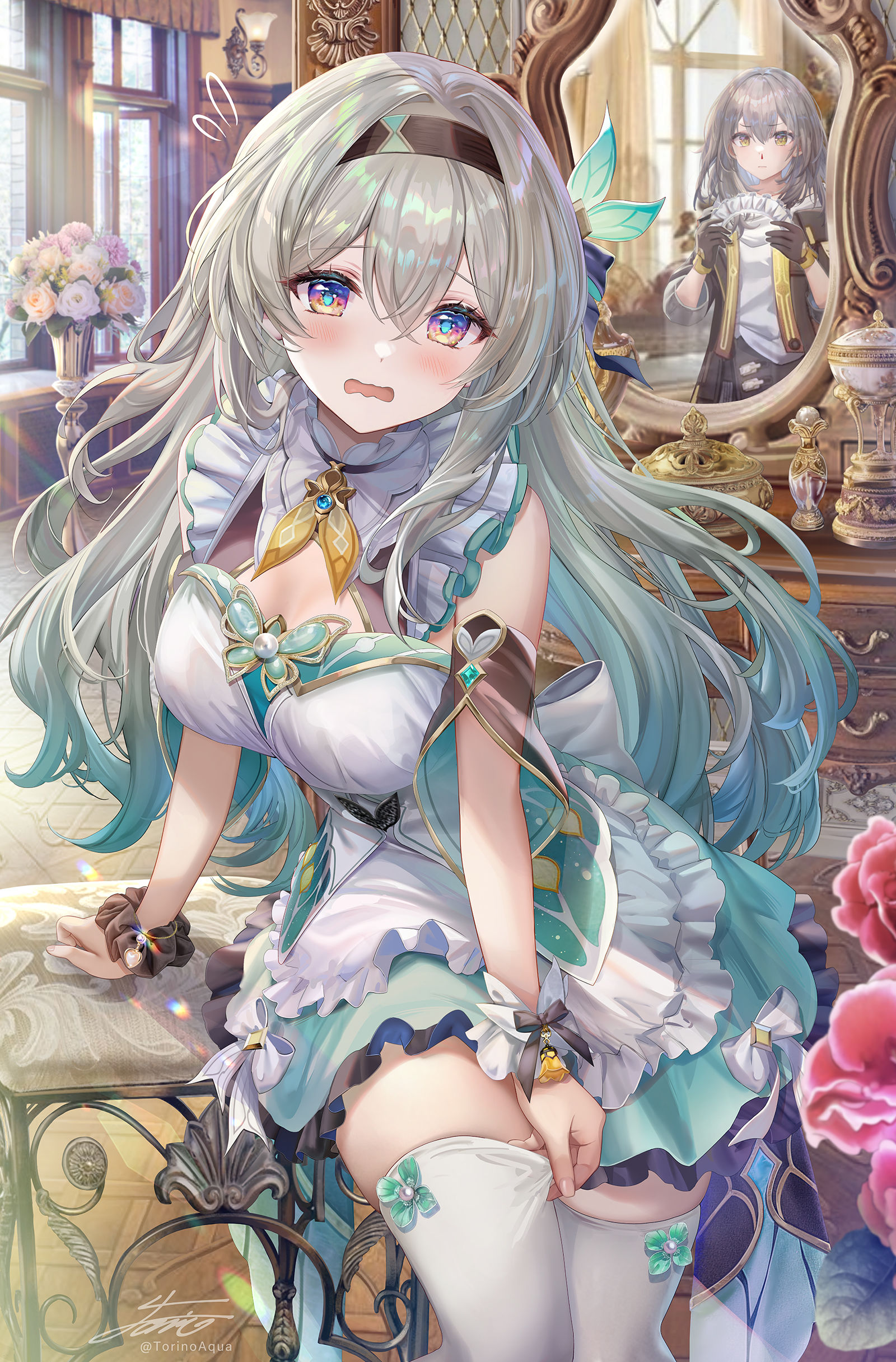女仆服萤火虫插画图片壁纸