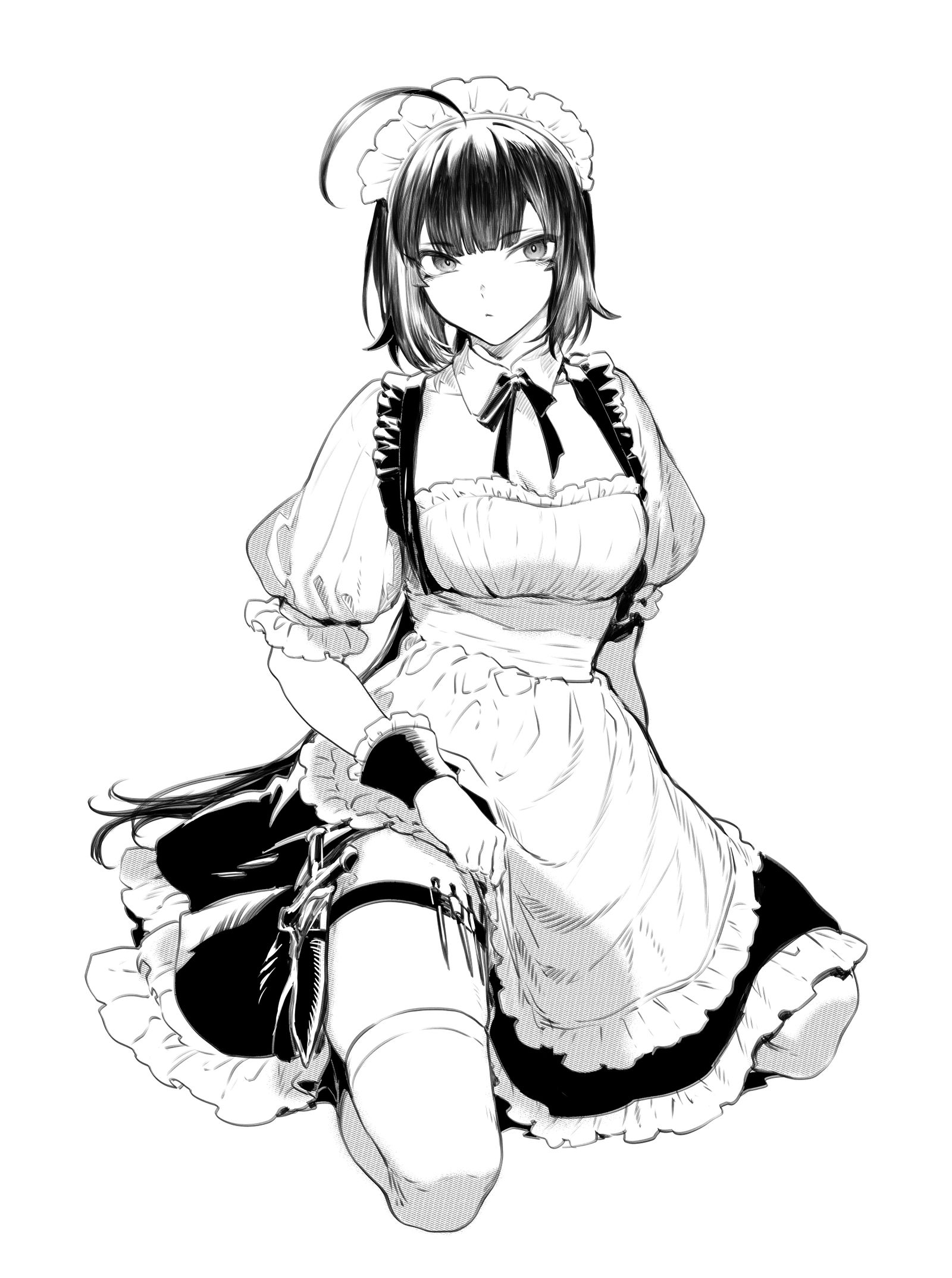 穿着女仆的鳗鱼插画图片壁纸