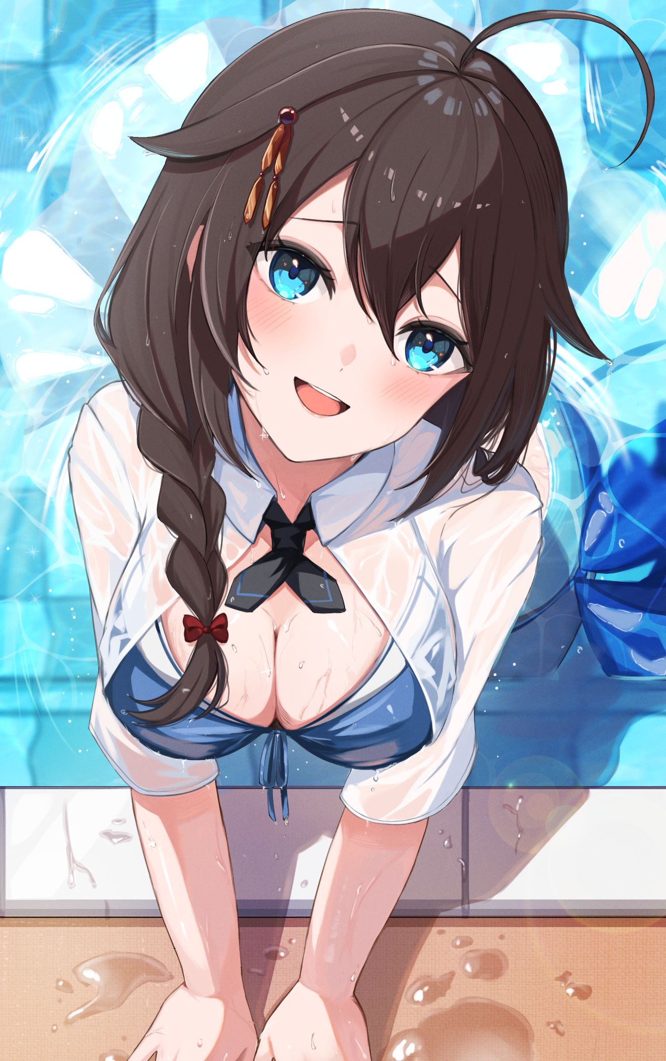 “提督也一起游泳吧。”插画图片壁纸