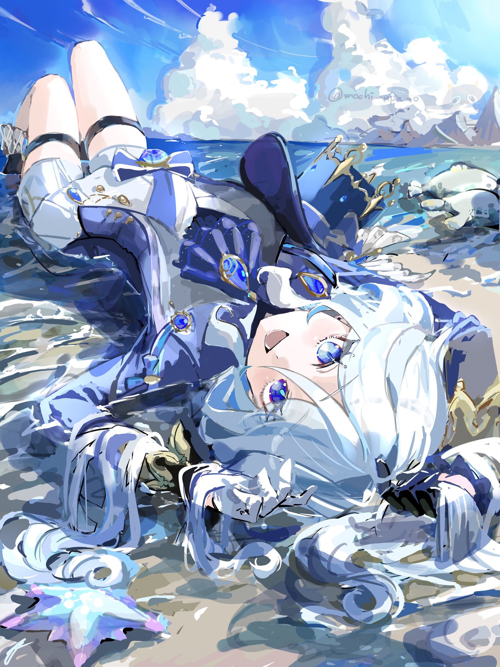 夏空与自由人插画图片壁纸