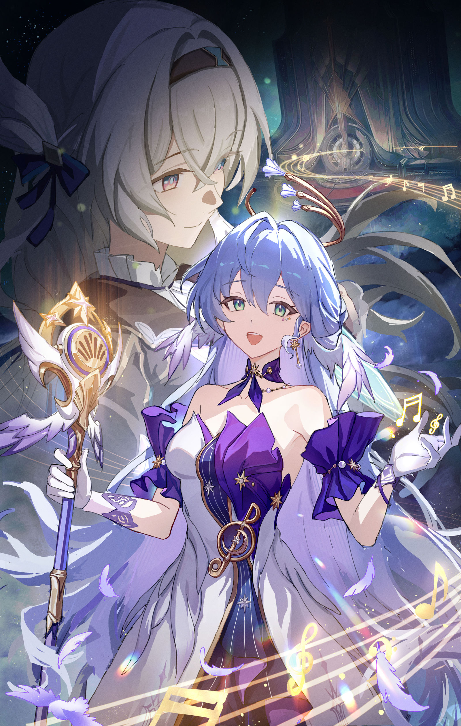 宇宙骑士与宇宙歌姬插画图片壁纸