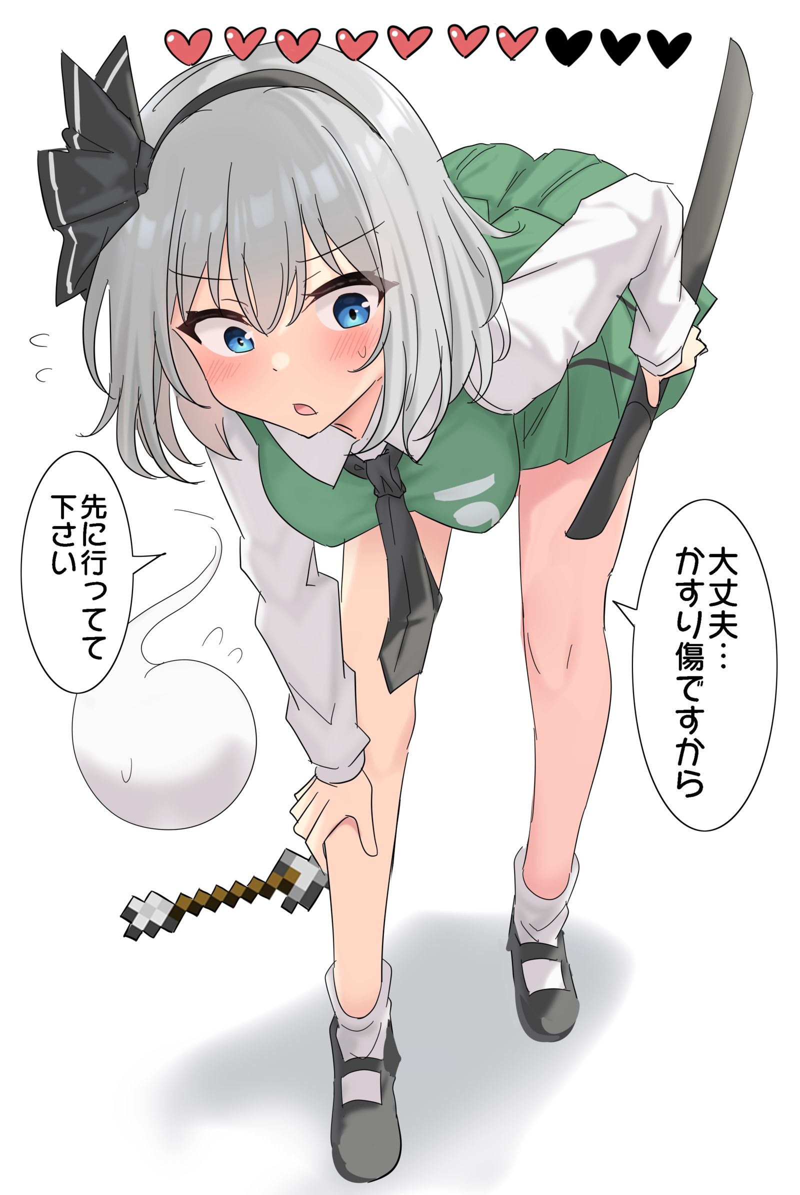 被箭射中膝盖的妖梦插画图片壁纸