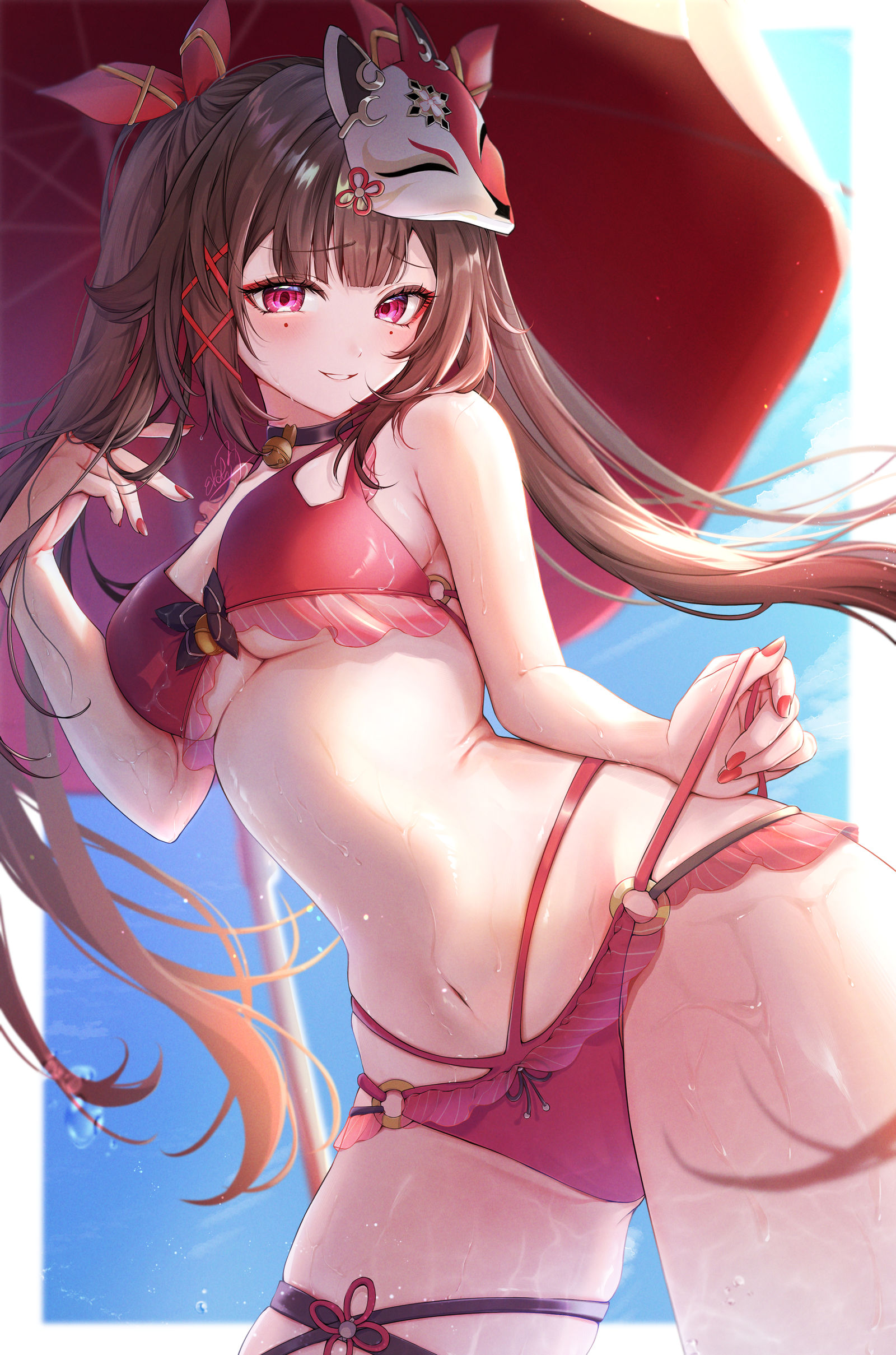 泳装烟花插画图片壁纸