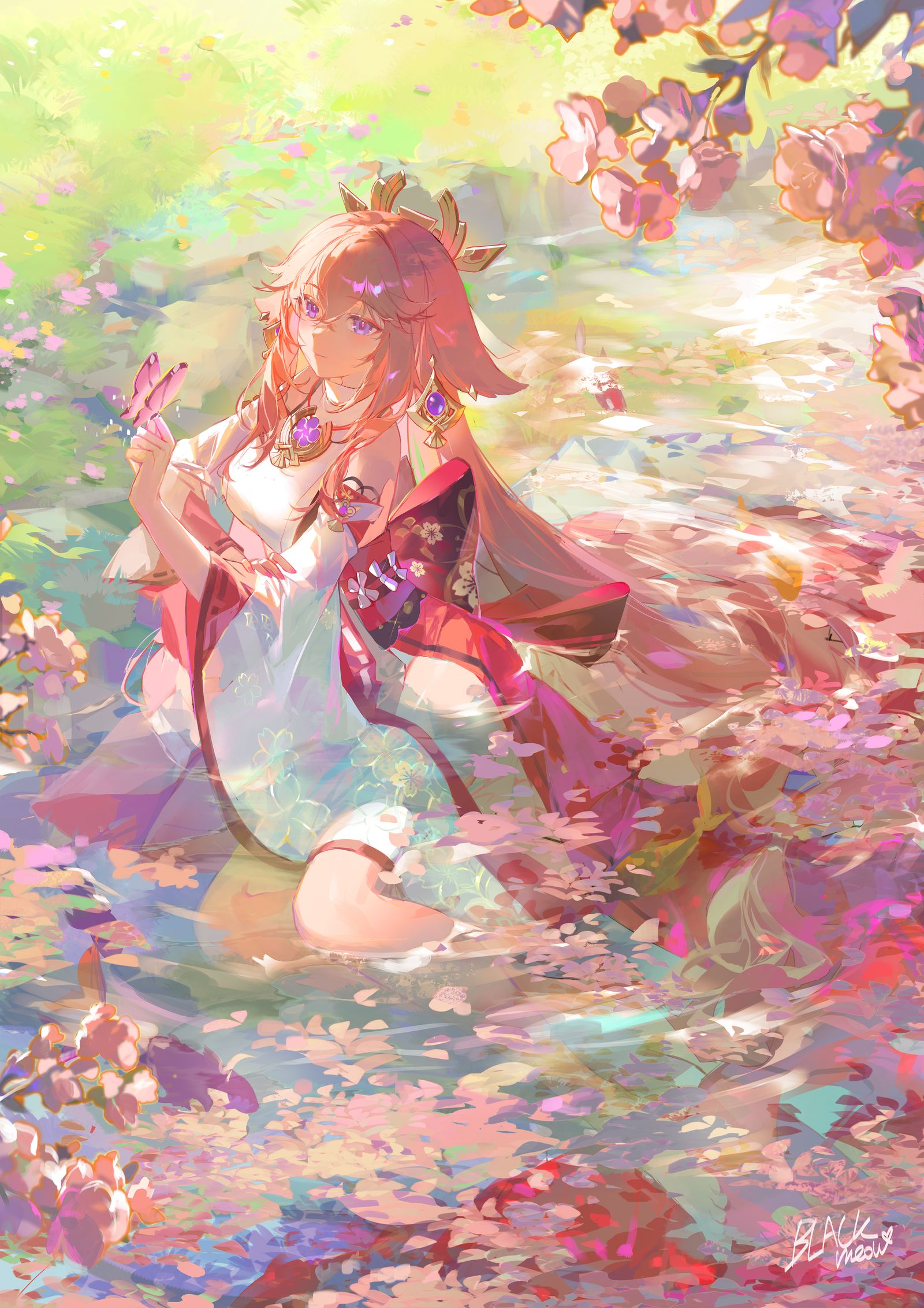 happy birthday yae miko插画图片壁纸