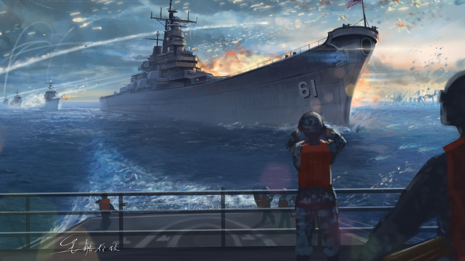 美军拉出战列舰开上战场，支援联合舰队头像同人高清图