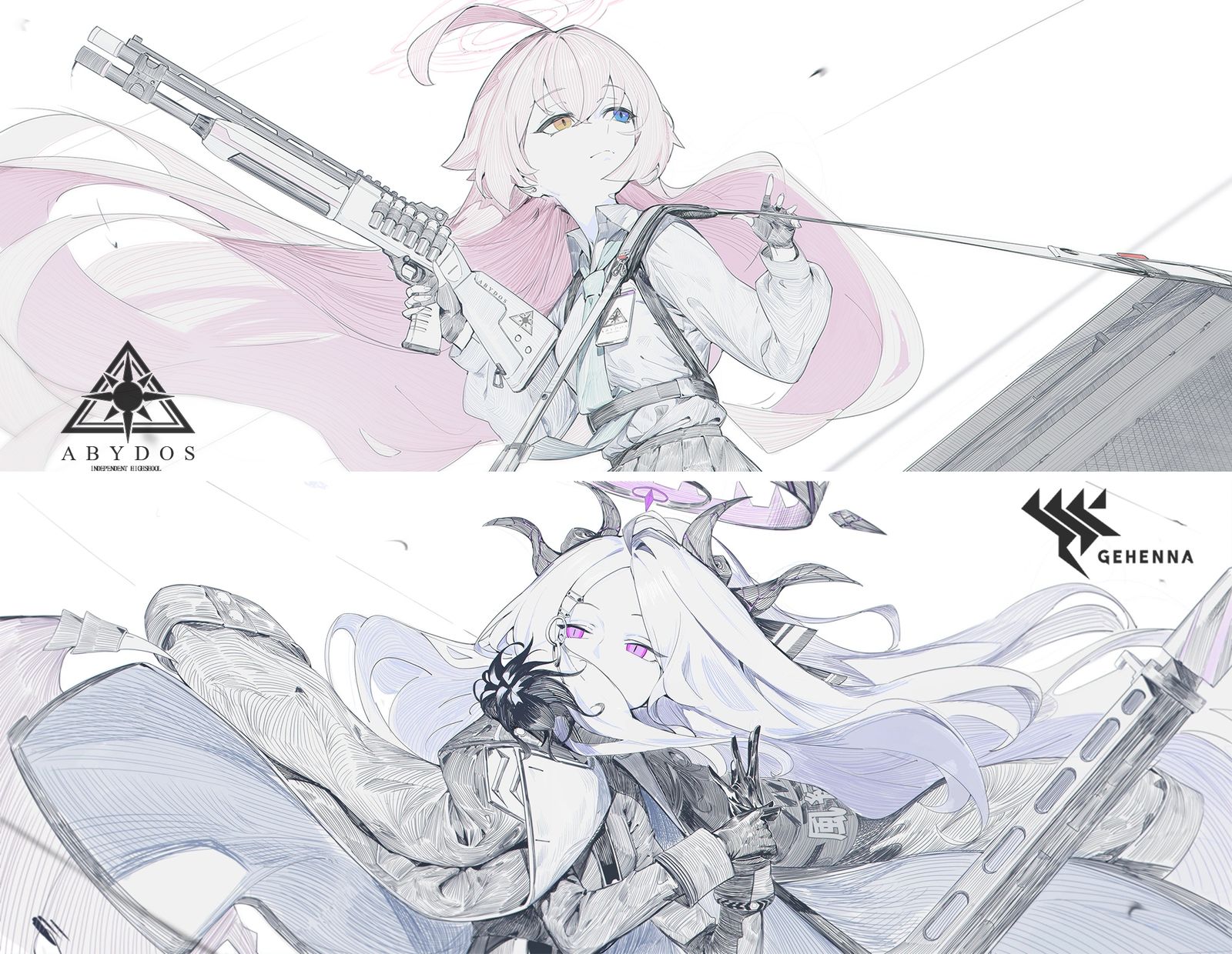 BlueArchive_Hina & Hoshino插画图片壁纸