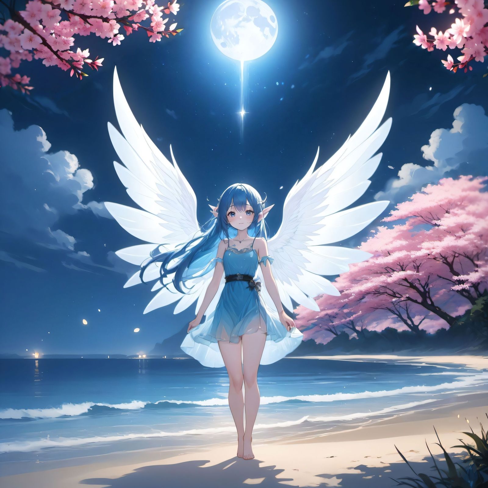 樱花天使插画图片壁纸