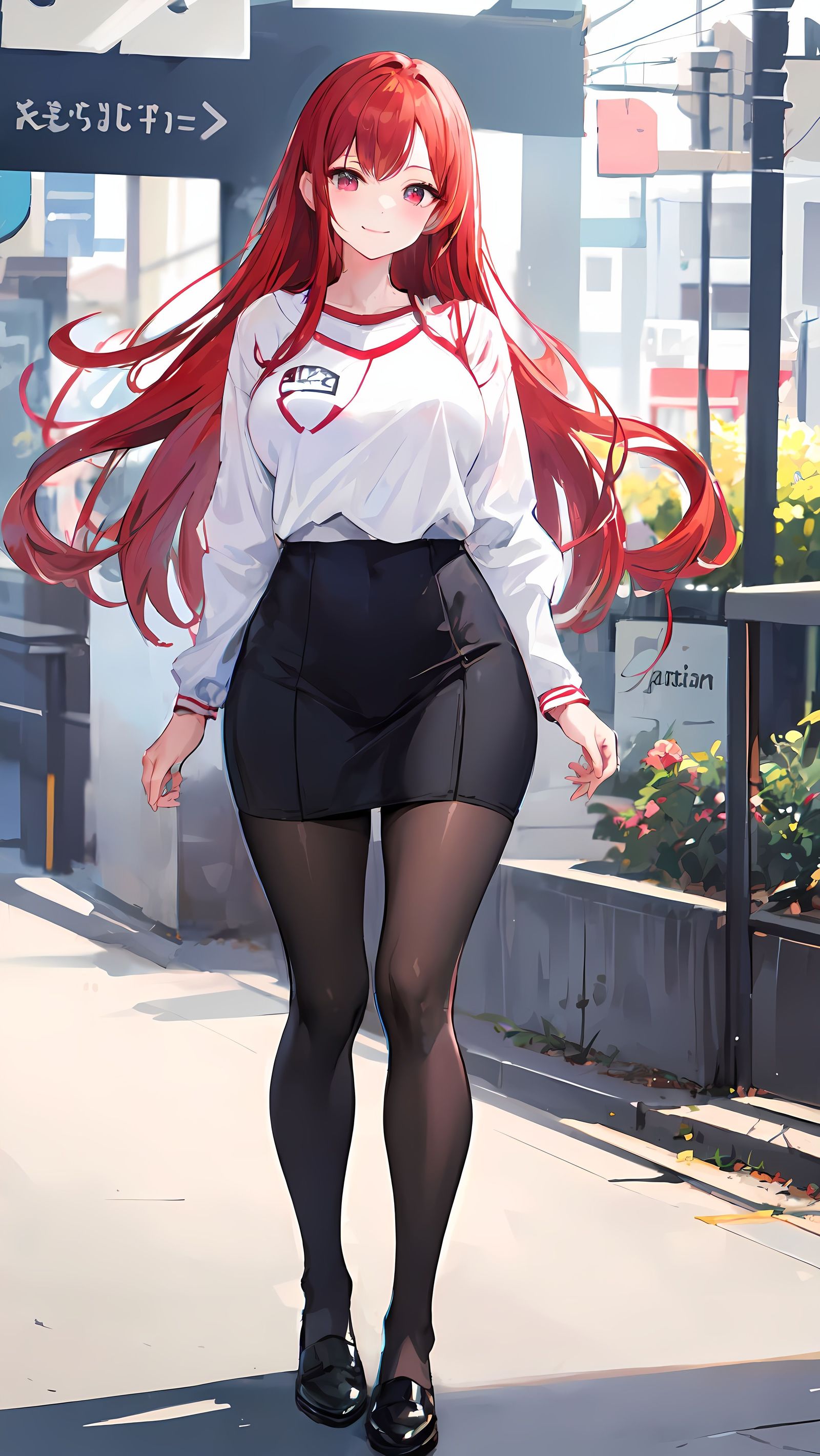 红色头发的大学生插画图片壁纸