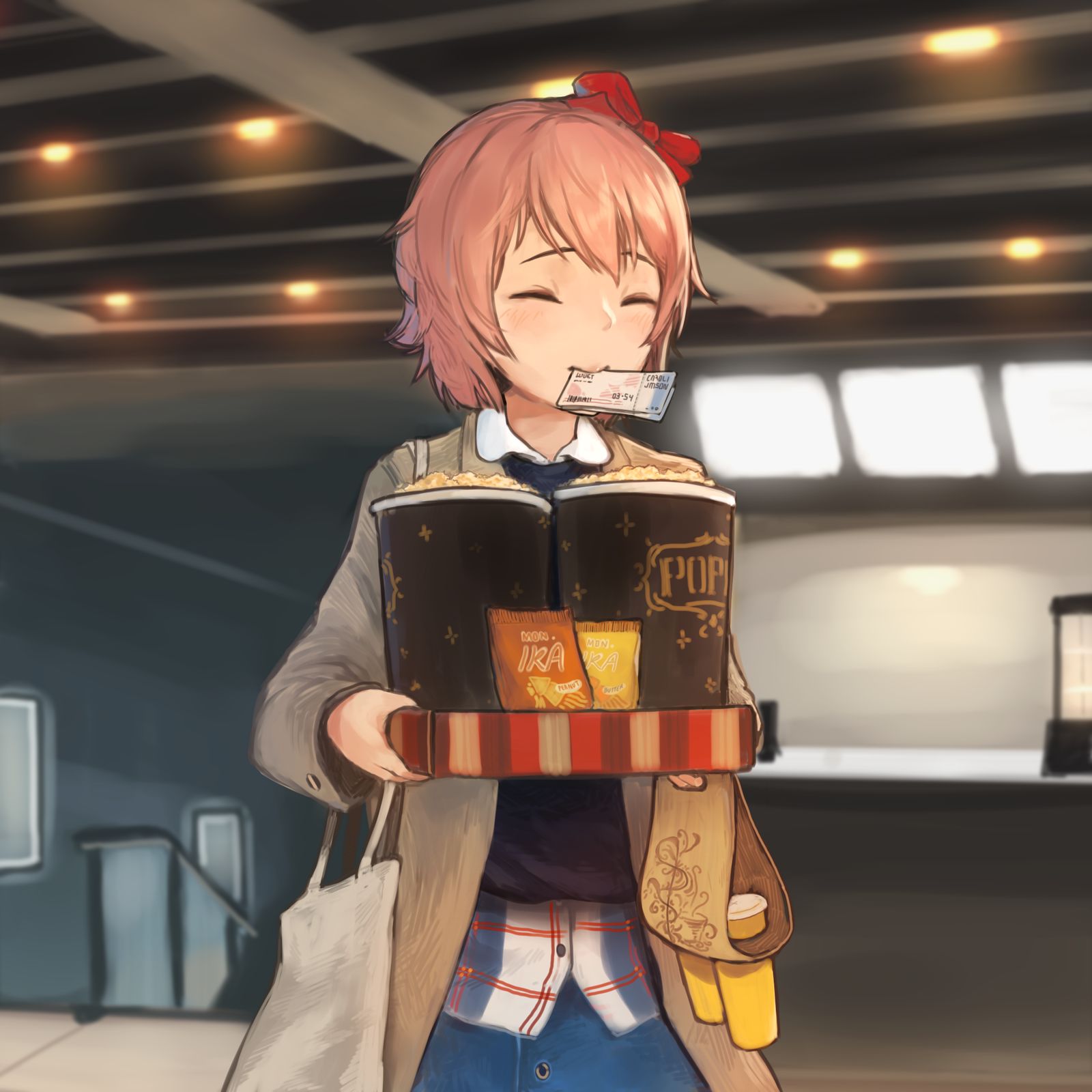 at movie theater插画图片壁纸