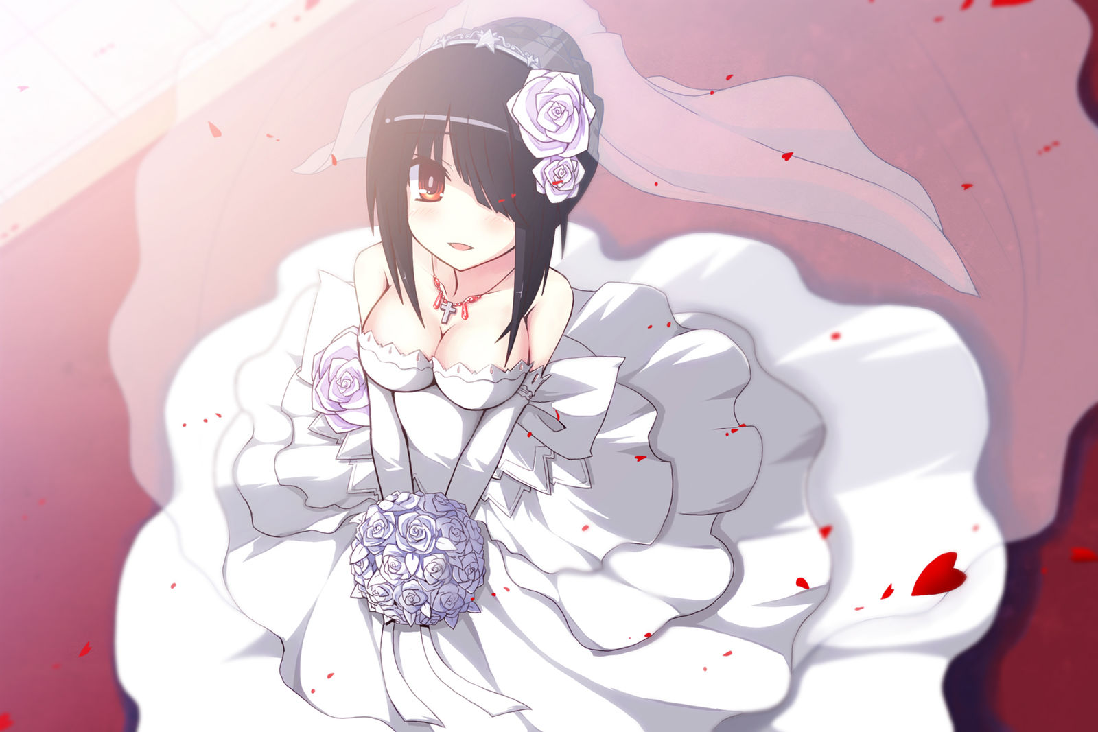 玫瑰色的花嫁插画图片壁纸
