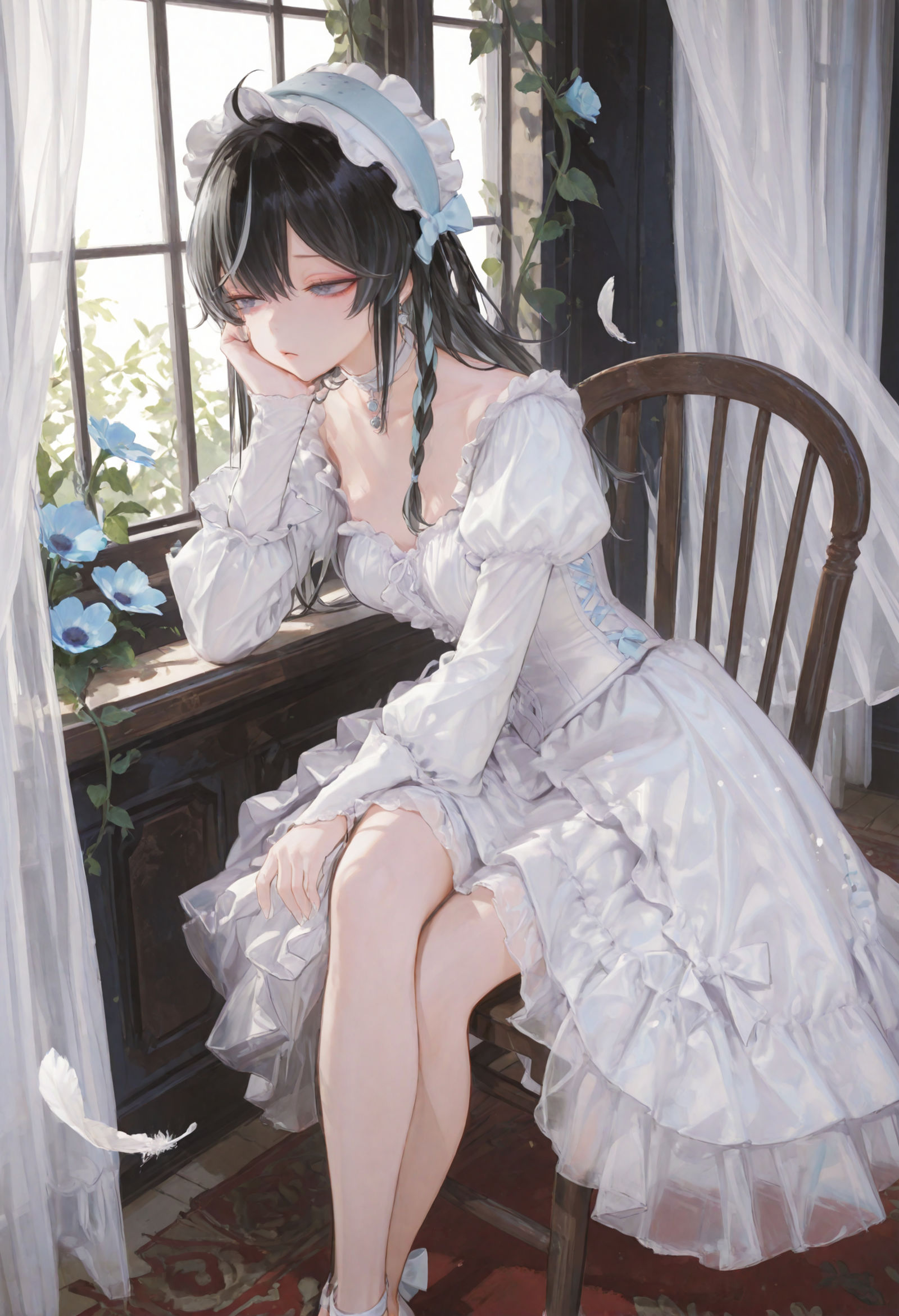 【莫尔索|哥特洛丽塔】慵懒无聊的午后插画图片壁纸