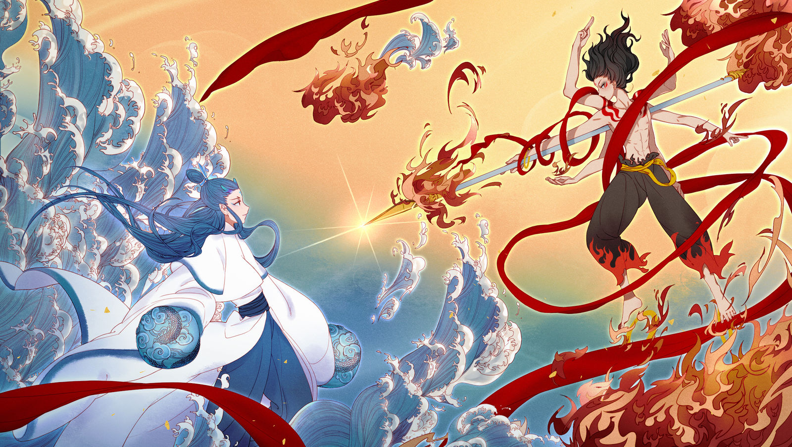 魔丸和灵珠插画图片壁纸