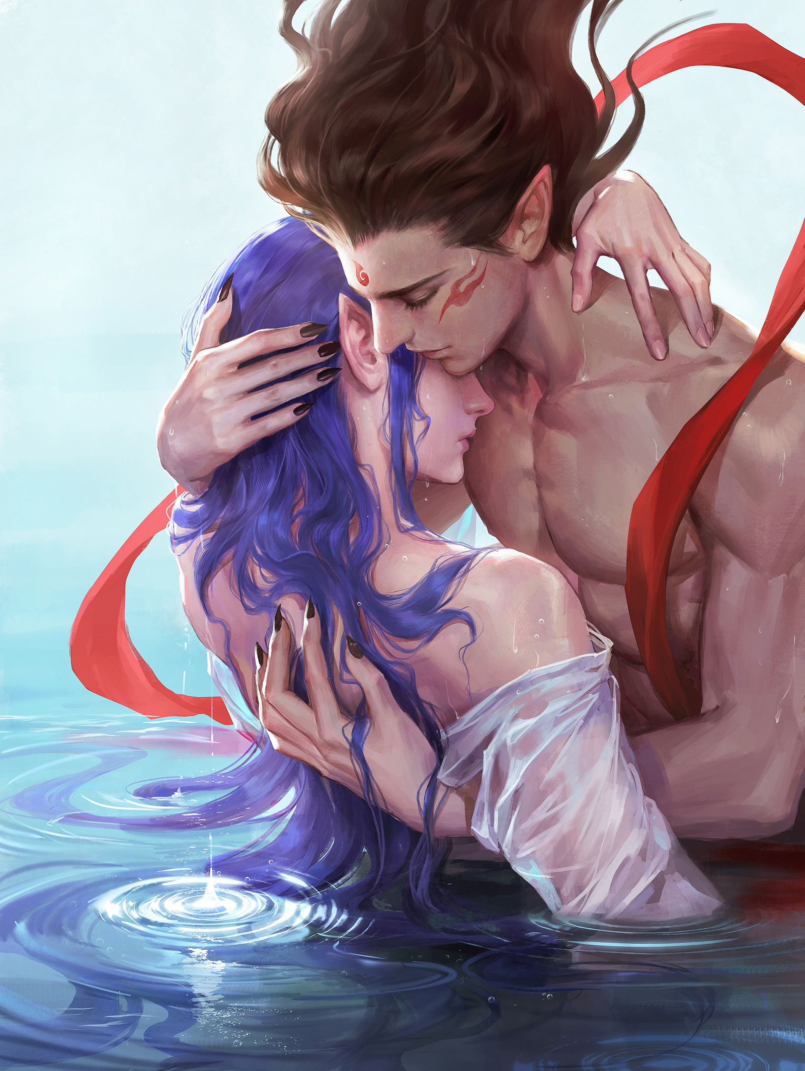 东海大浴场插画图片壁纸