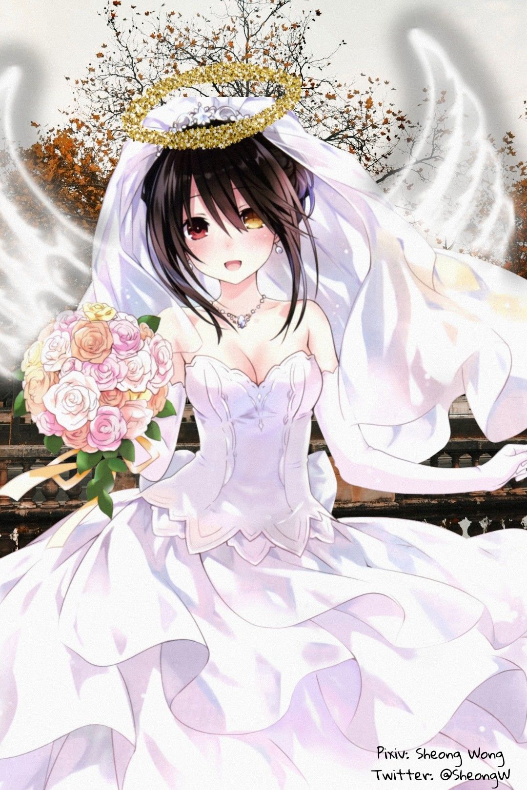 Kurumi Tokisaki Wedding Dress插画图片壁纸
