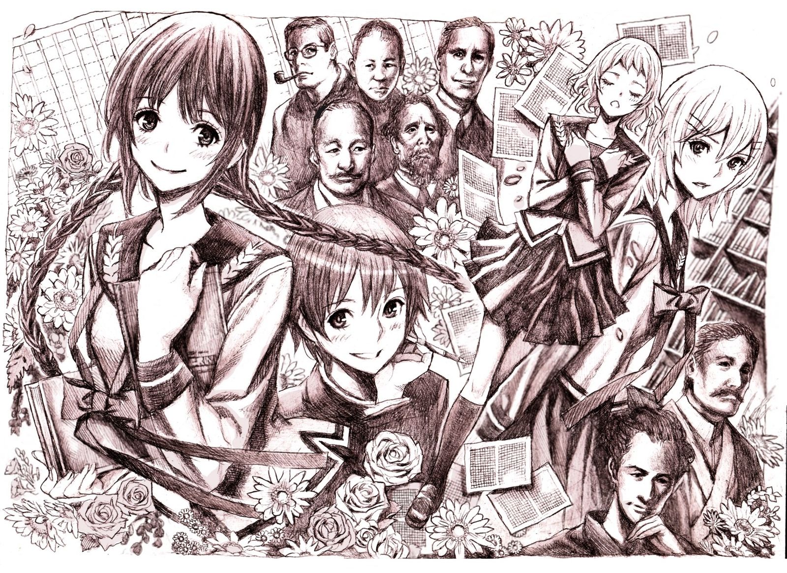 天野前辈的文学插画图片壁纸