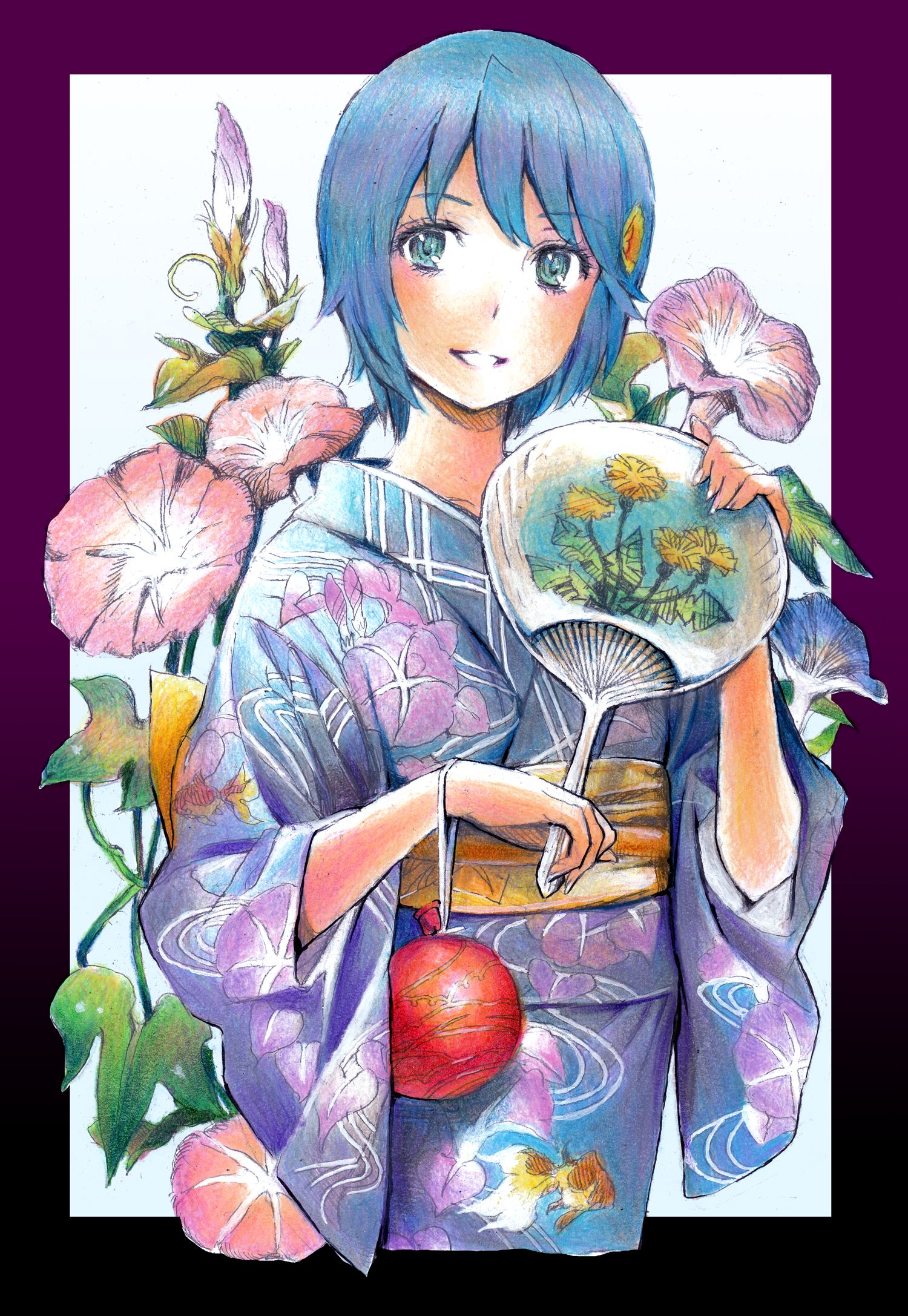 用彩色铅笔牵牛花