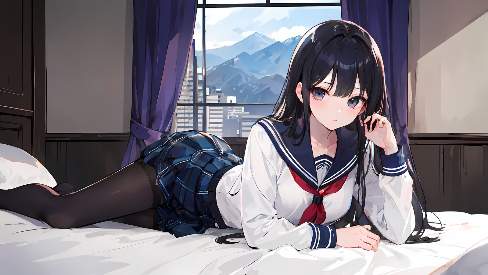 躺在床上插画图片壁纸