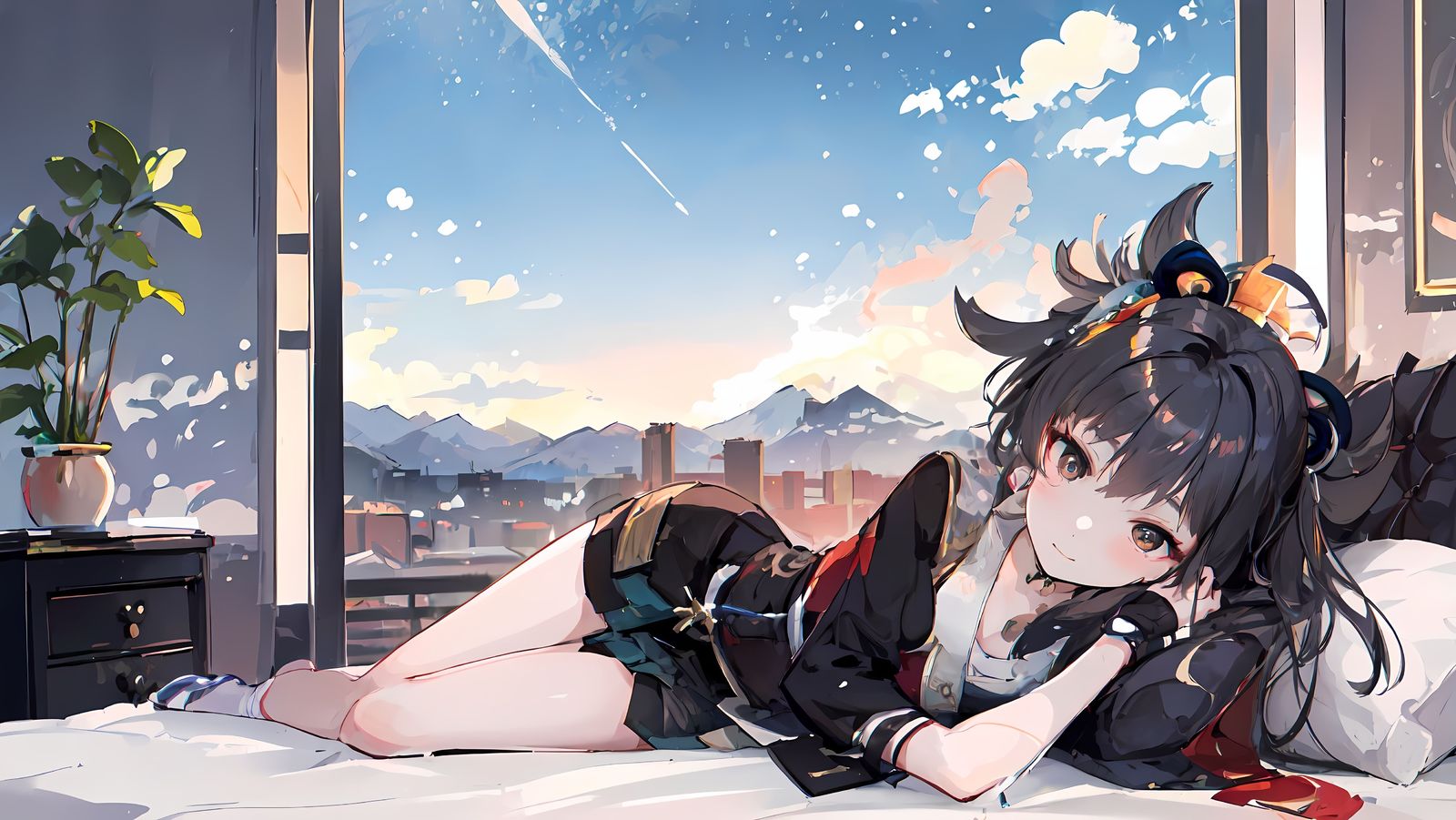 躺在床上插画图片壁纸
