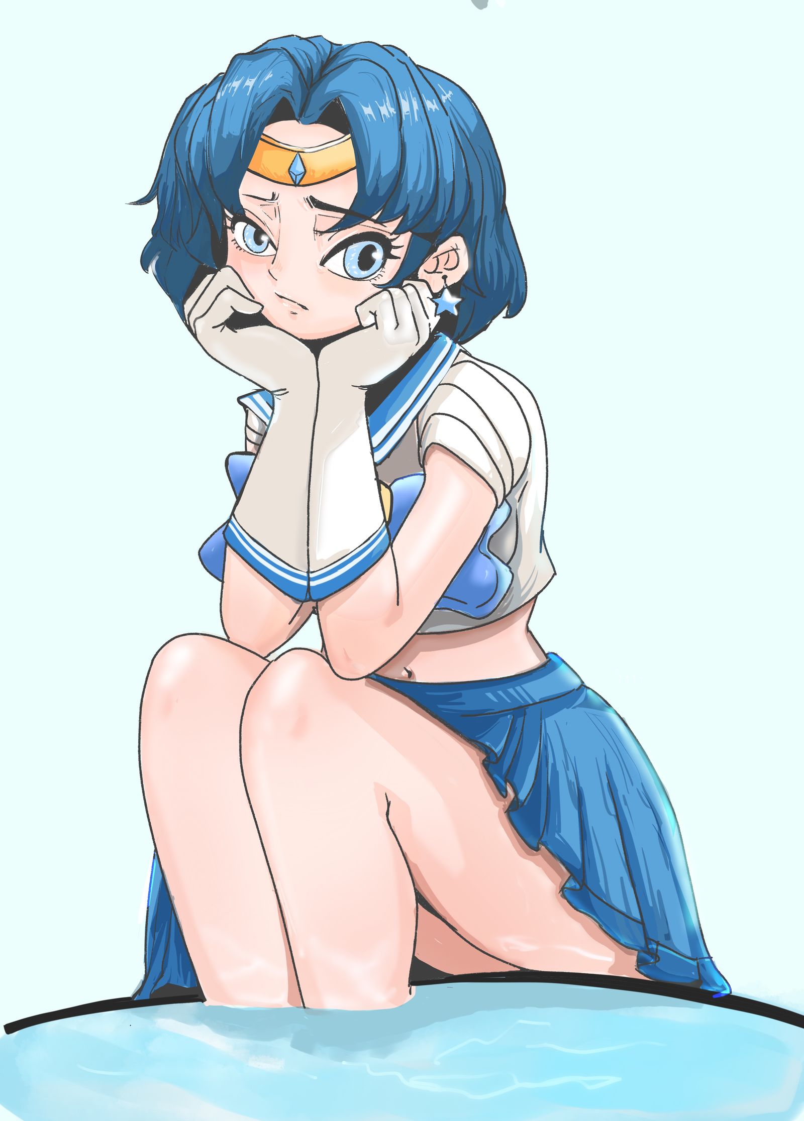 水野亚美等你来洗脚，话说我今天才知道这个蓝头发的叫啥#procreate绘画 #绘画过程 #水兵月头像同人高清图