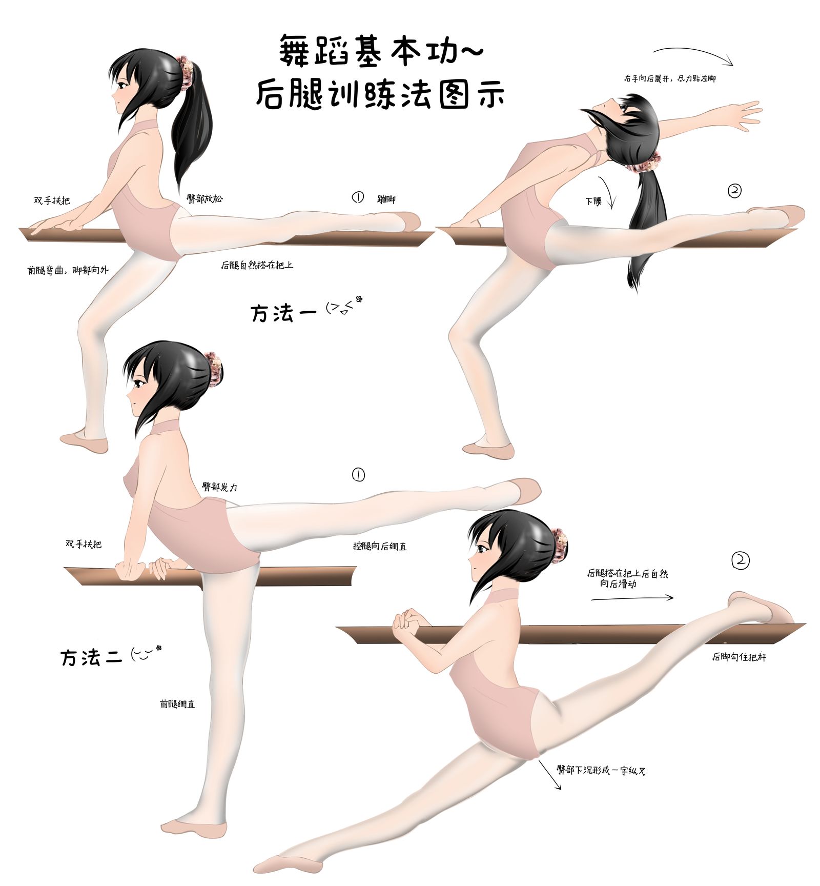 舞蹈基本功-后腿训练法图解
