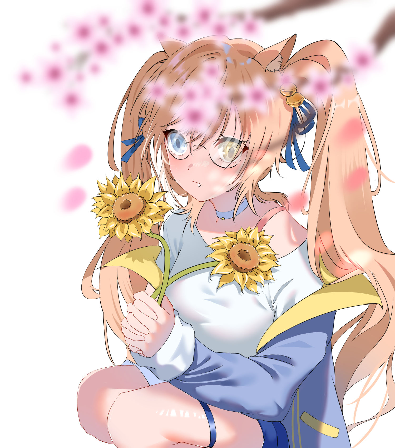 樱花下的向日葵-二次元板绘