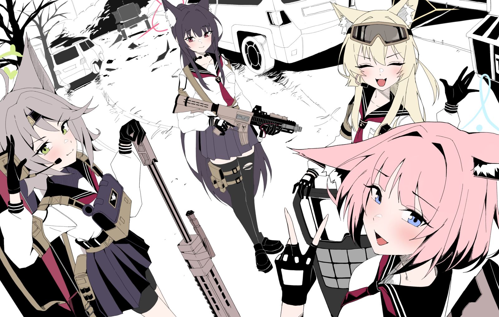 Bluearchive Foxes插画图片壁纸