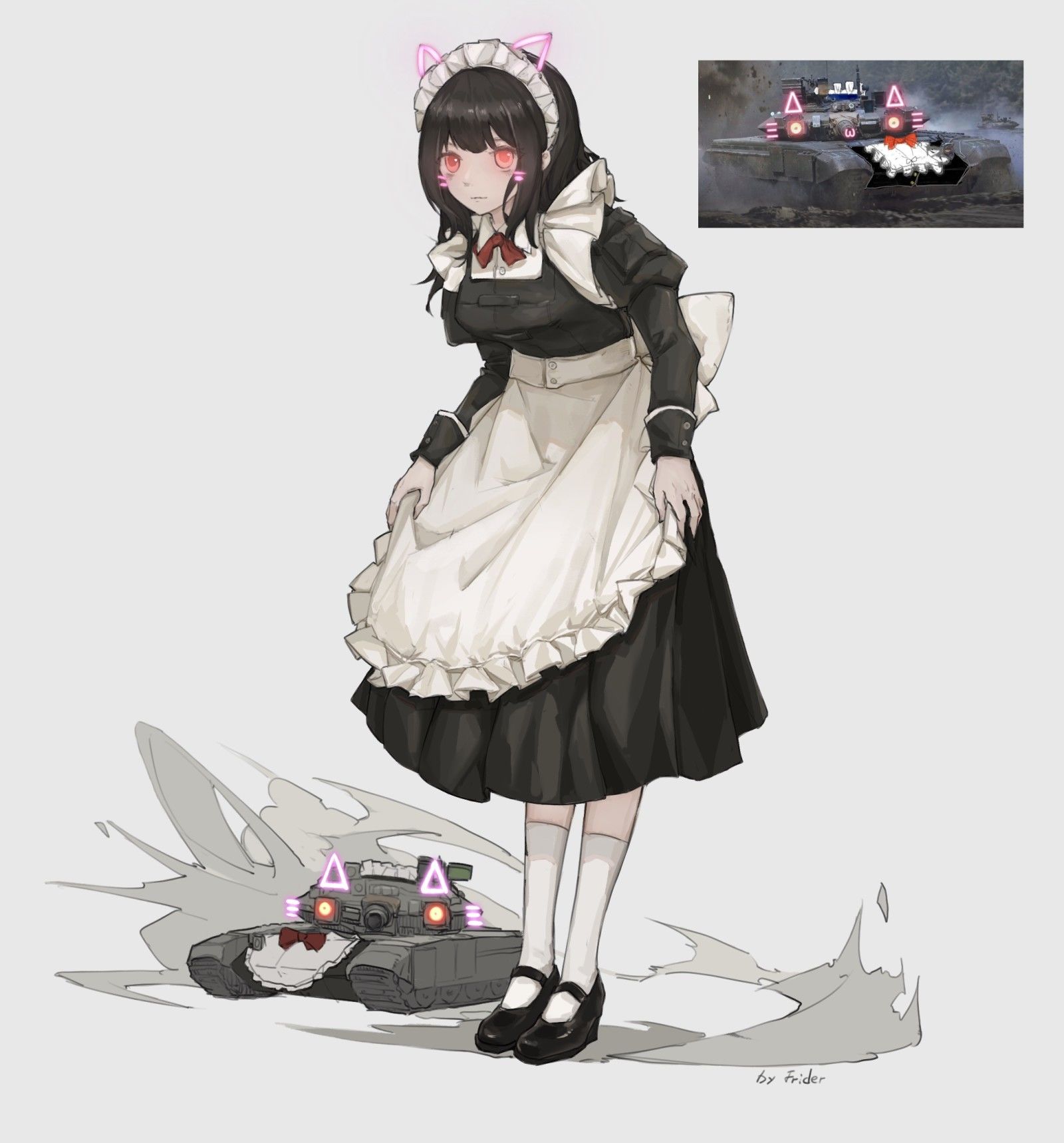 大眼女仆插画图片壁纸