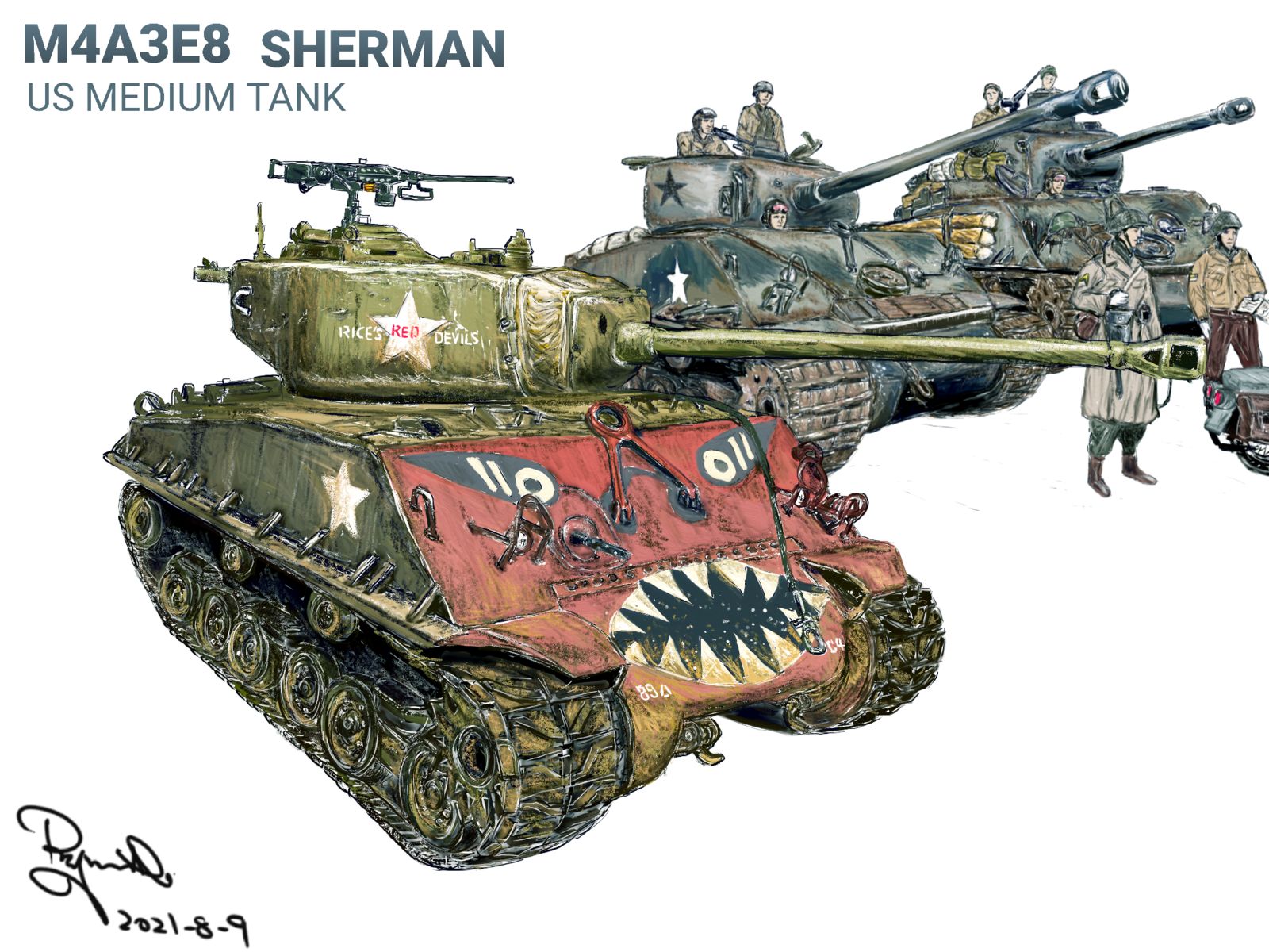 M4 Sherman Tanks插画图片壁纸