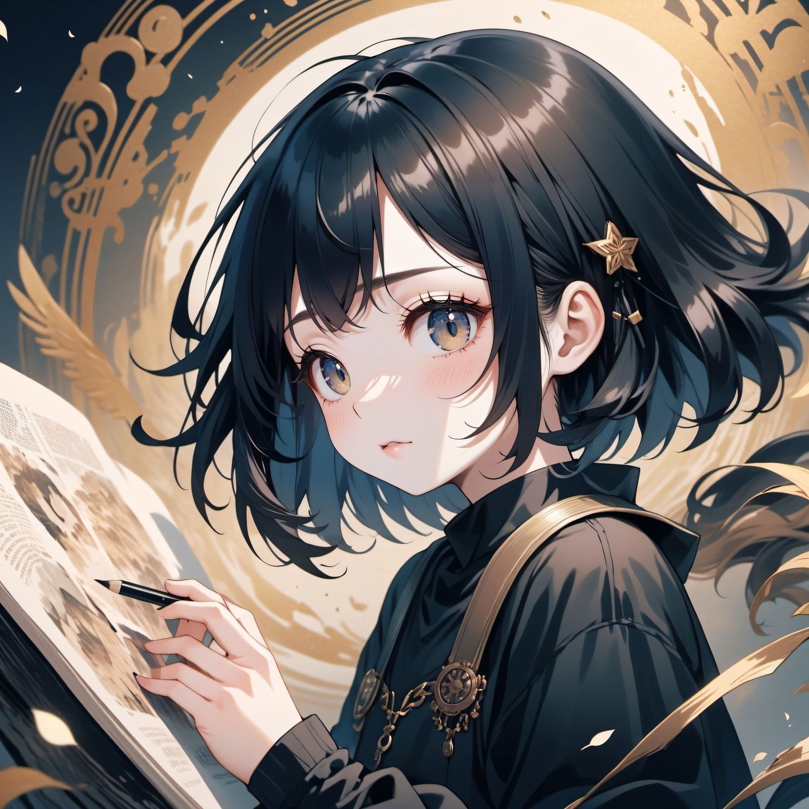千面秘卷：暗光街角的金箔手札插画图片壁纸