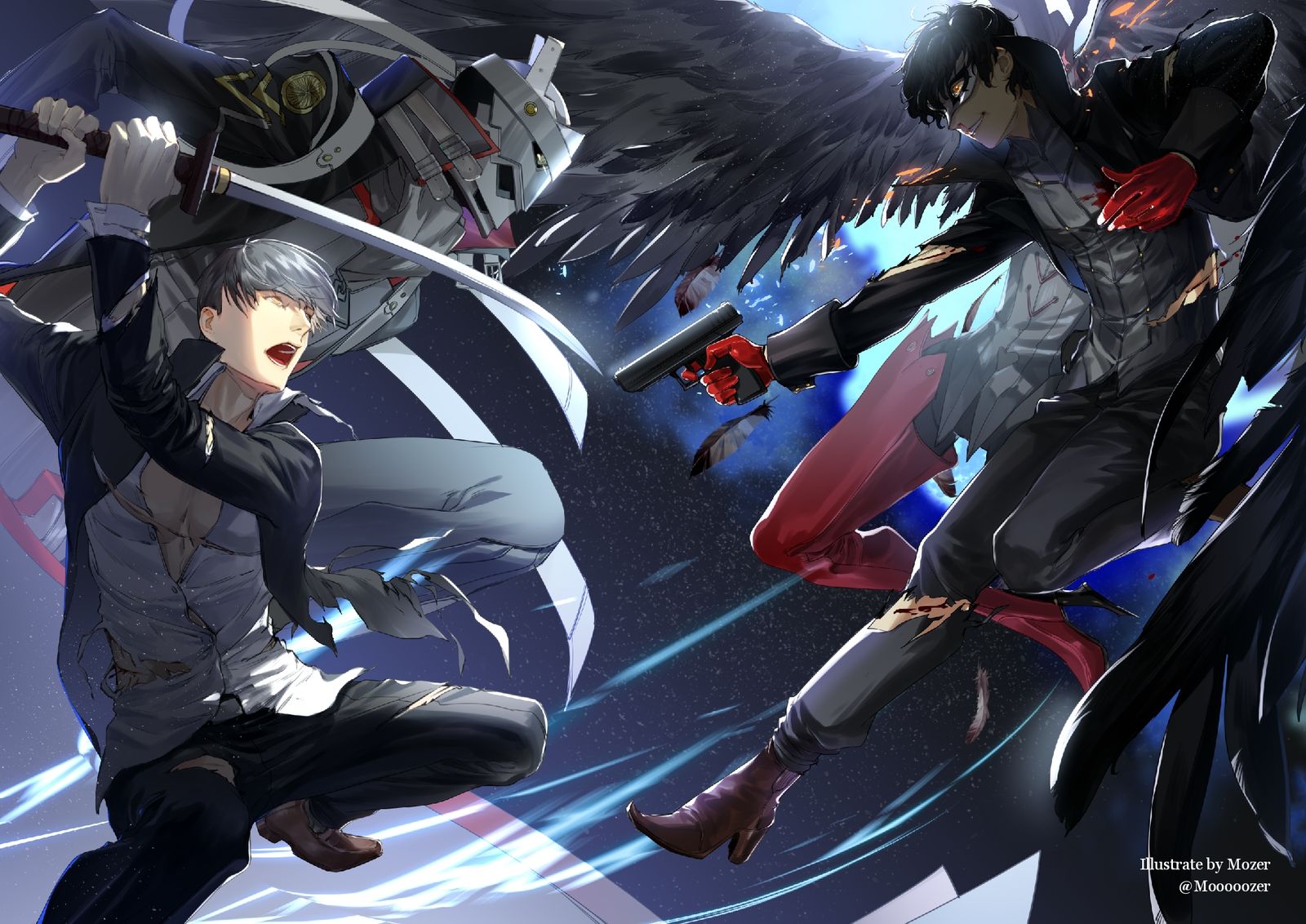 persona4 vs persona5插画图片壁纸